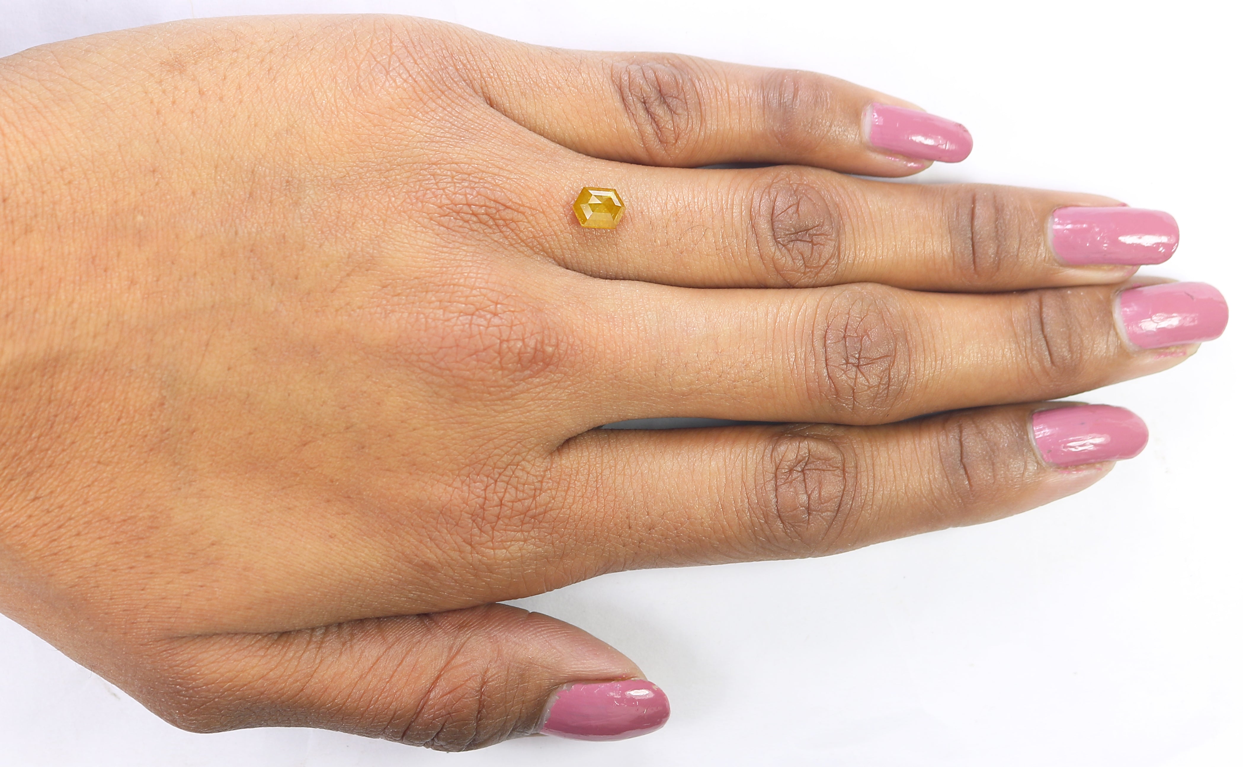 0.90 CT Natural Loose Hexagon Shape Diamond Yellow Color Hexagon Cut Diamond 6.75 MM Natural Loose Hexagon Shape Rose Cut Diamond QL9858