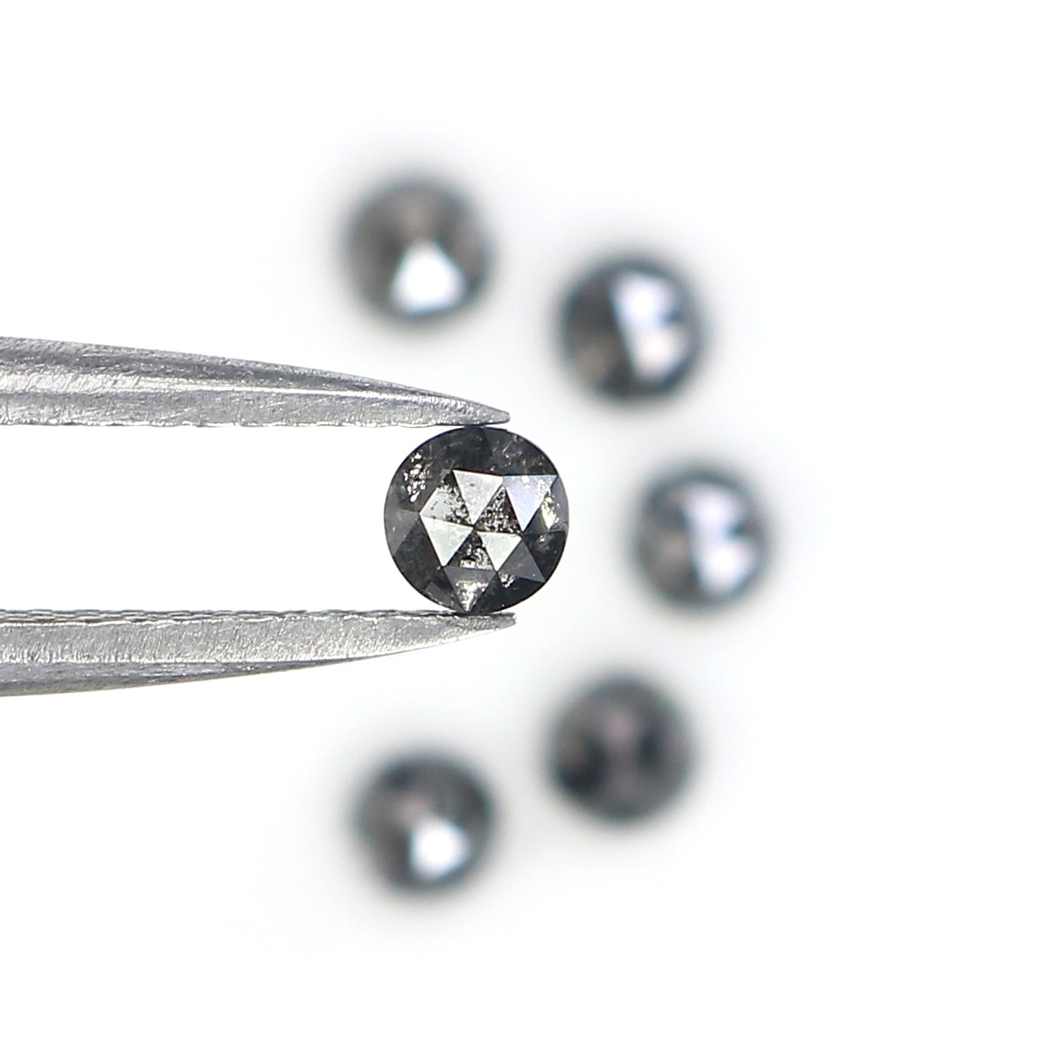 1.17 Ct Natural Loose Round Rose Cut Diamond Salt And Pepper Round Diamond 3.30 MM Natural Black Grey Color Round Rose Cut Diamond QL6222