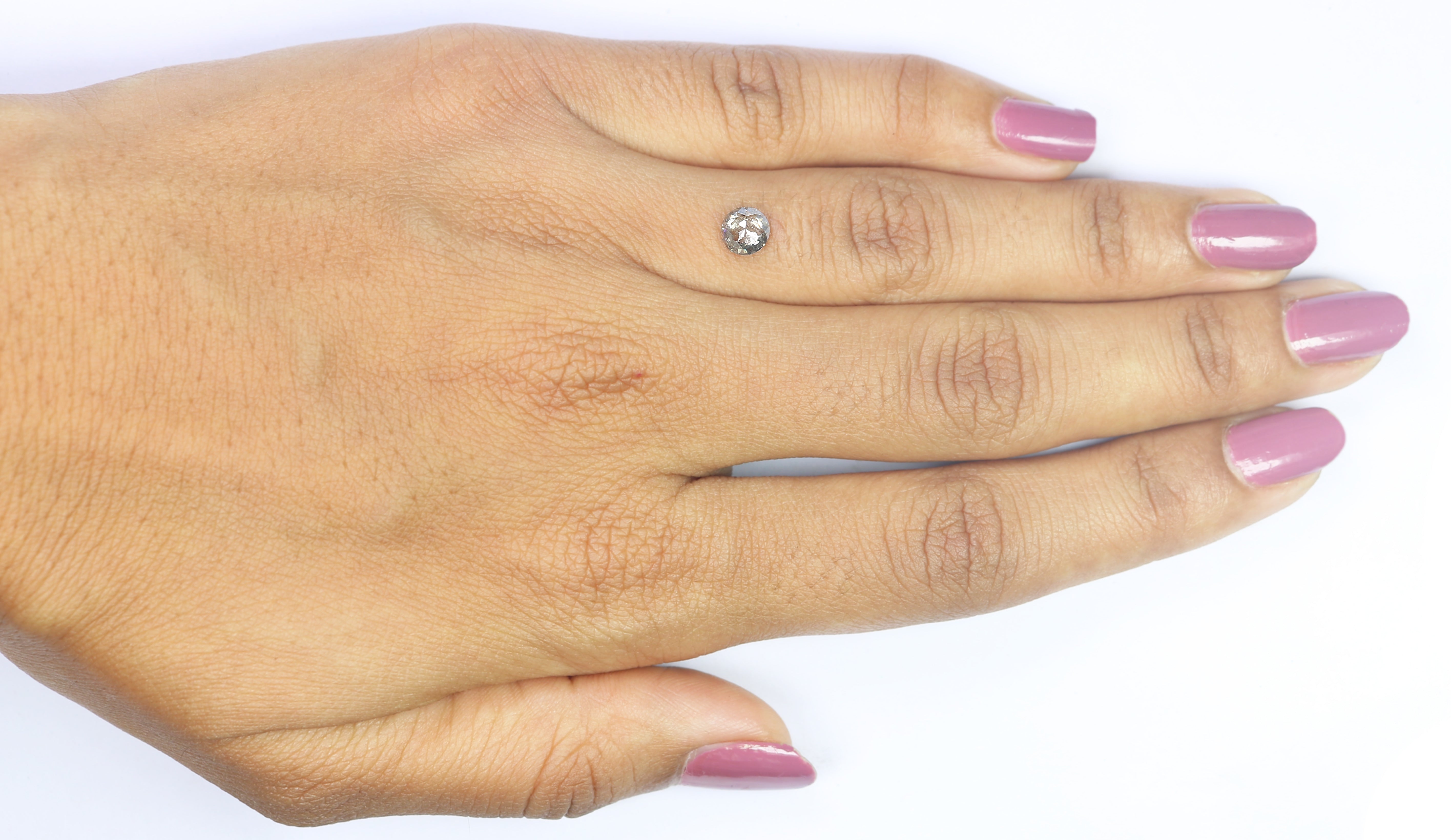 0.66 Ct Natural Loose Round Rose Cut Diamond Salt And Pepper Round Shape Diamond 5.20 MM Natural Black Grey Round Rose Cut Diamond LQ9291