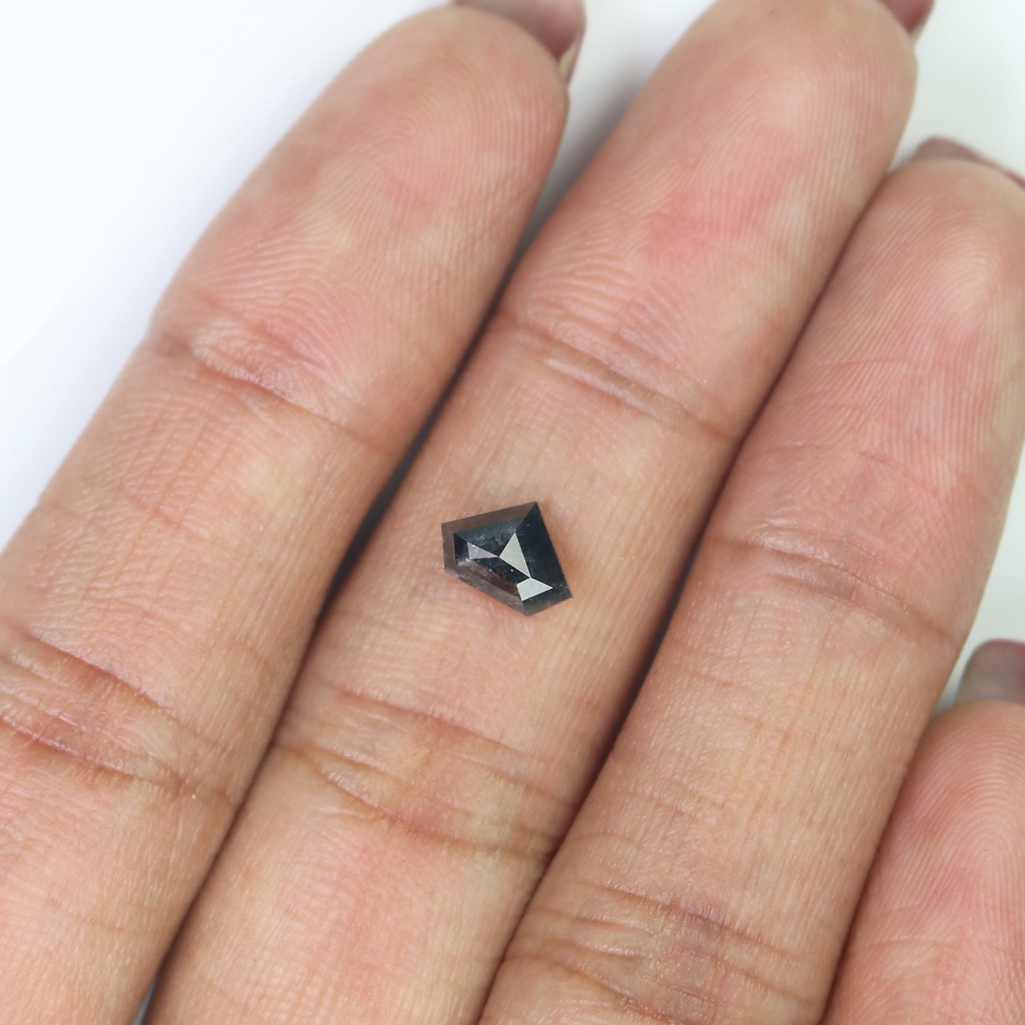 Natural Shield Black Diamond 0.72 CT Loose Rose Cut Black Stone 5.20 MM Rustic Diamond Shield Diamond For Custom Engagement Ring L3650