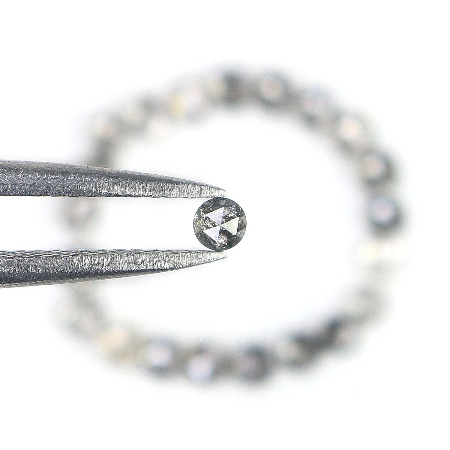 1.34 Ct Natural Loose Round Rose Cut Diamond Salt And Pepper Round Shape Diamond 2.10 MM Natural Black Grey Round Rose Cut Diamond LQ2771
