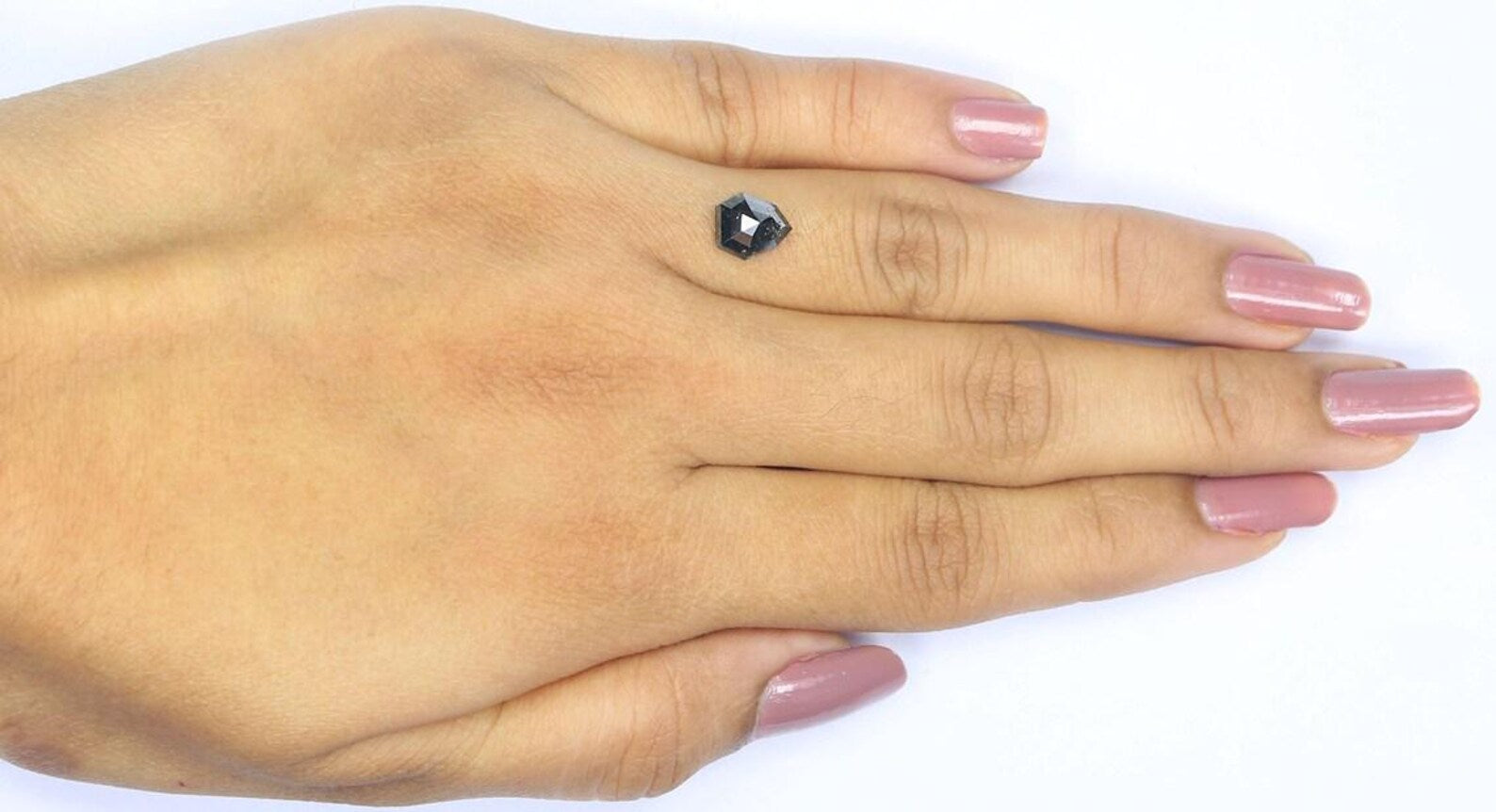 1.58 CT Natural Loose Shield Shape Diamond Salt And Pepper Shield Diamond 7.80 MM Natural Black Grey Color Shield Rose Cut Diamond NQ8244