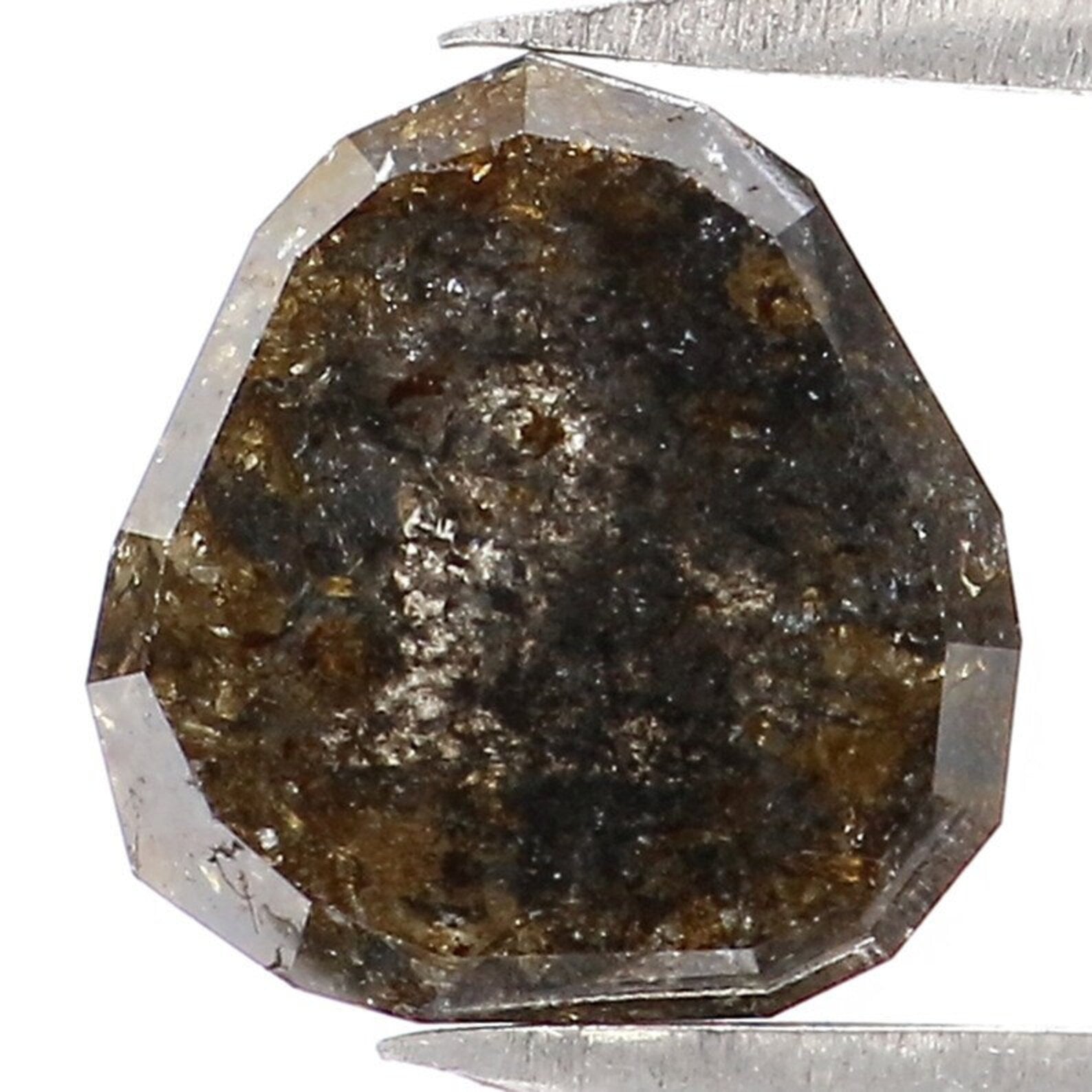 1.53 CT Natural Loose Triangle Shape Diamond Salt And Pepper Triangle Diamond 7.30 MM Black Brown Color Triangle Rose Cut Diamond NQ9453