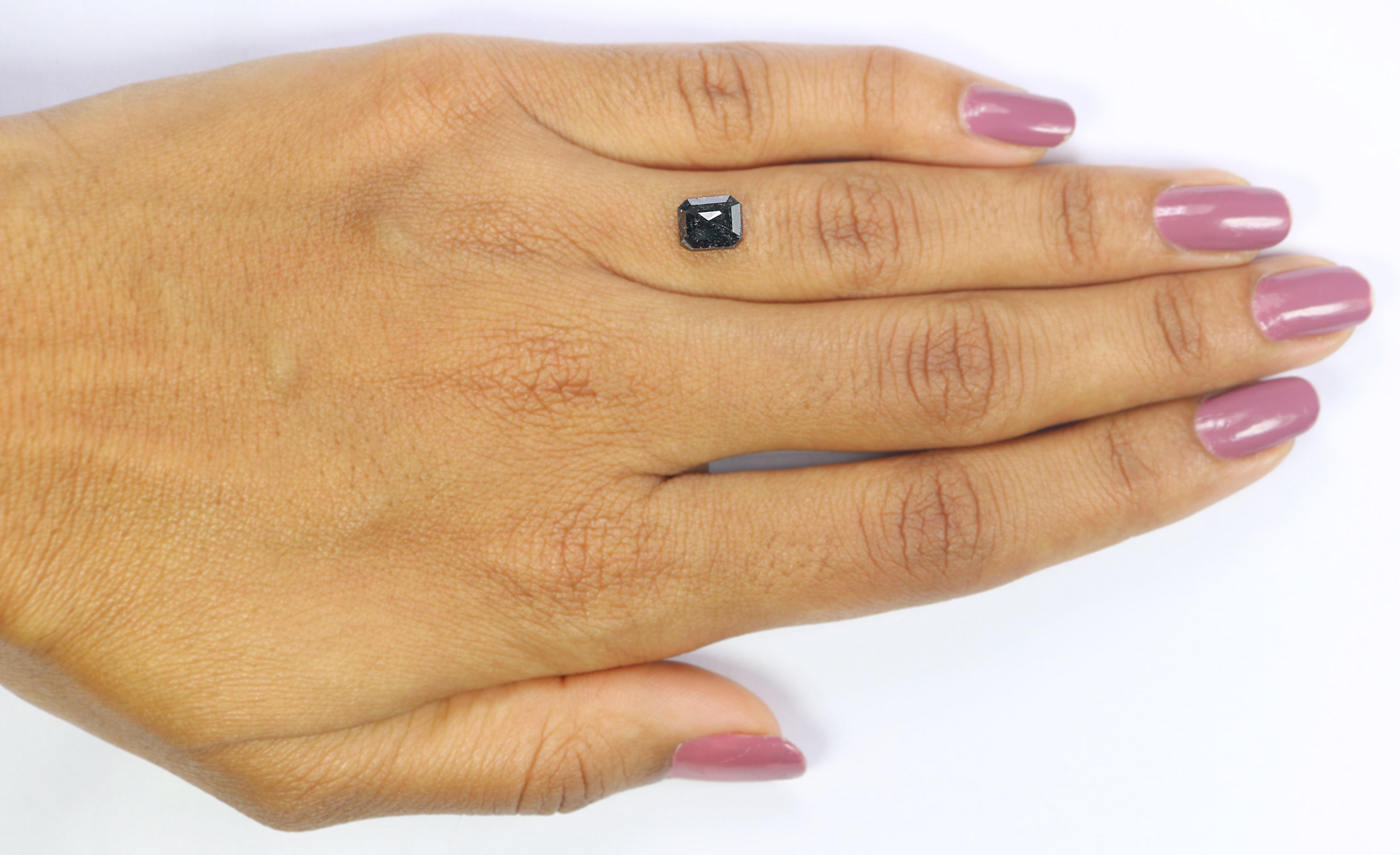 1.76 CT Natural Loose Emerald Shape Diamond Salt And Pepper Emerald Cut Diamond 7.10 MM Natural Black Grey Emerald Rose Cut Diamond LQ1325