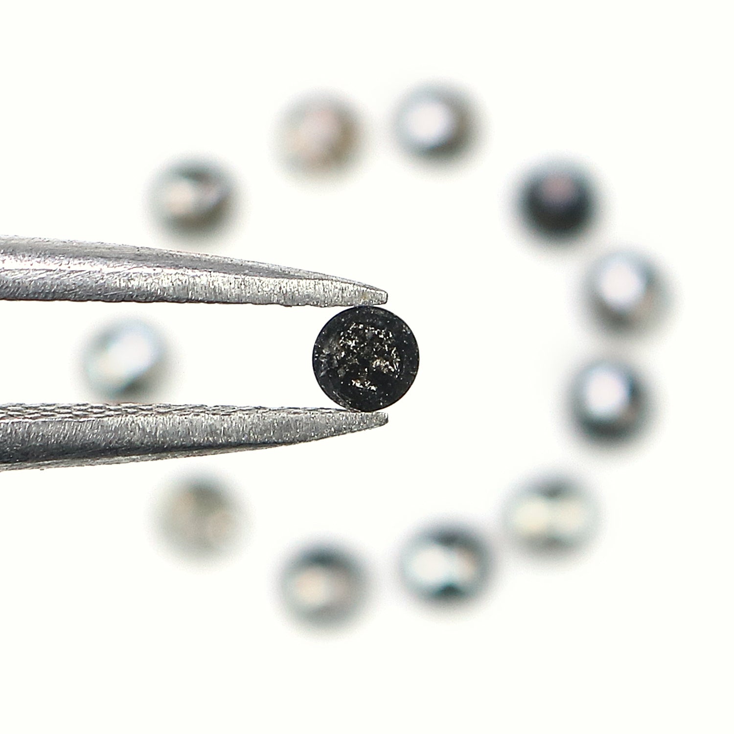 0.91 Ct Natural Loose Round Rose Cut Diamond Salt And Pepper Round Diamond 2.50 MM Natural Black Grey Color Round Rose Cut Diamond LQ7993