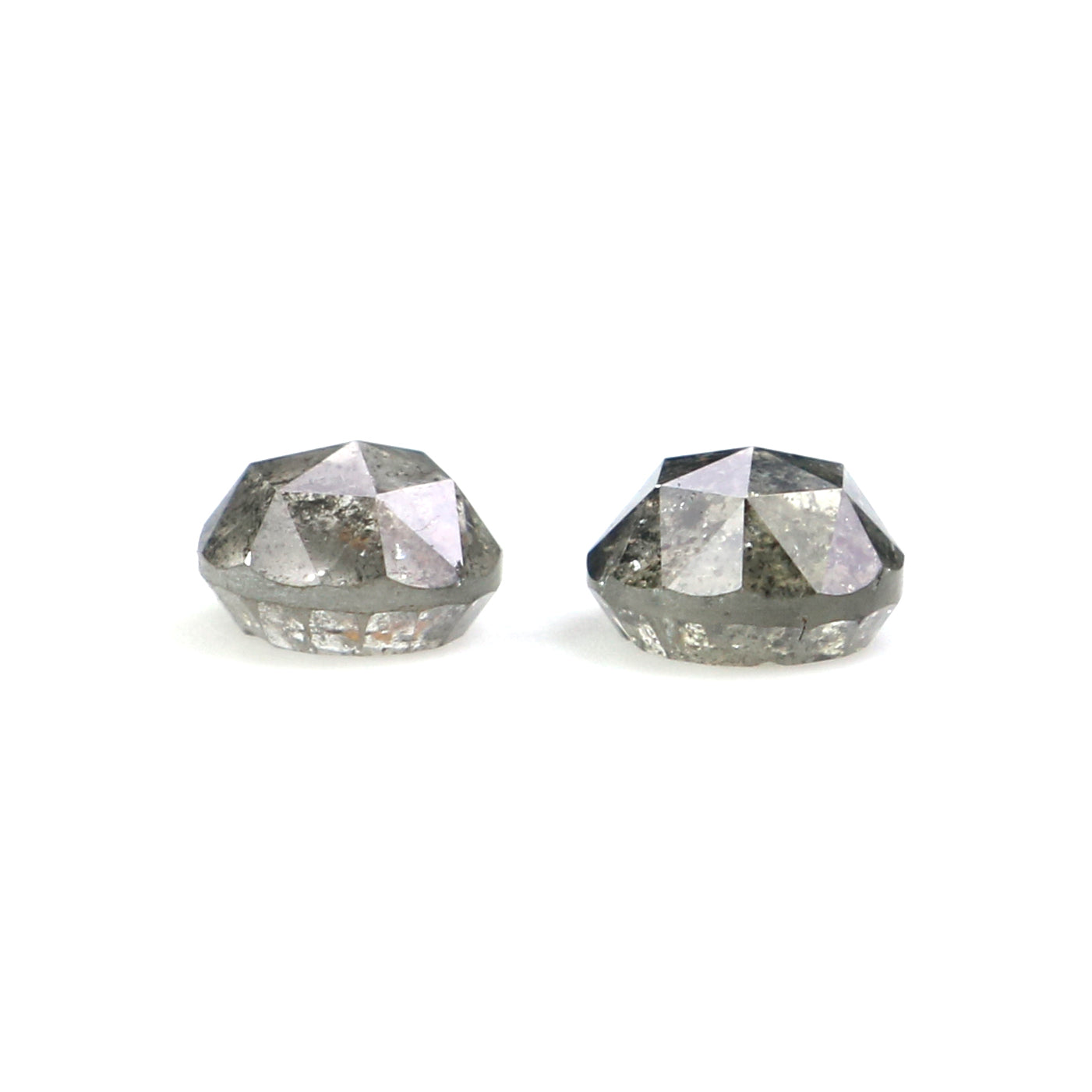 0.89 CT Natural Loose Round Rose Cut Pair Diamond Salt And Pepper Round Cut Diamond 4.40 MM Natural Black Grey Round Rose Cut Diamond KQ2667