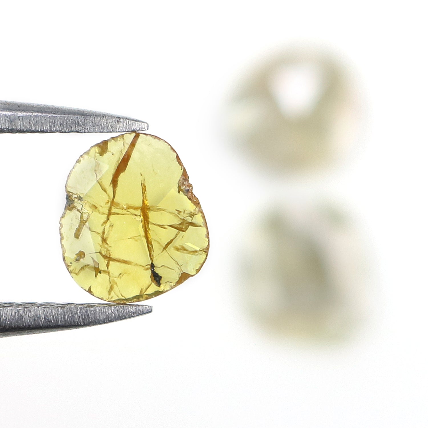 1.04 CT Natural Loose Slice Shape Diamond Yellow Grey Color Slice Diamond 6.05 MM Slice Diamond Irregular Cut Slice Rose Cut Diamond NQ1678