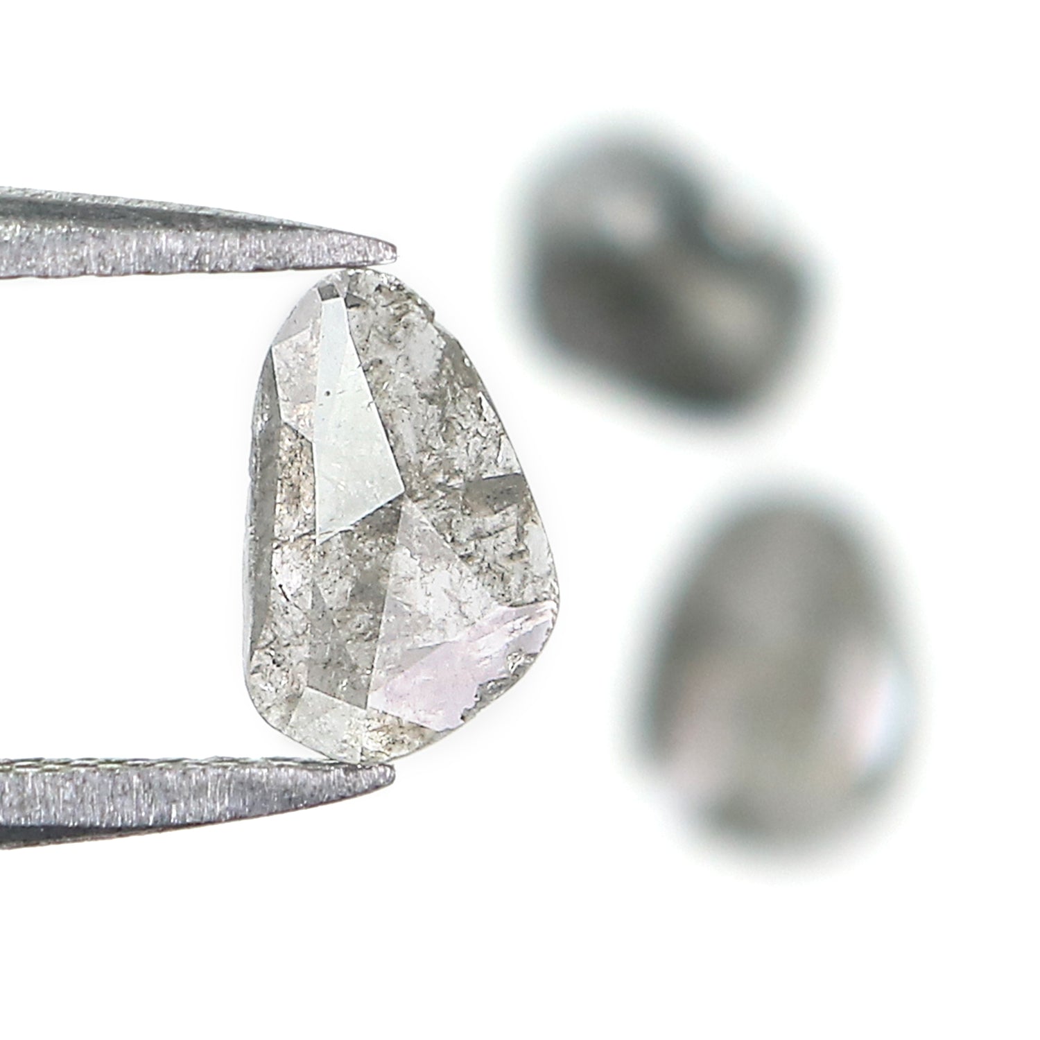 1.04 CT Natural Loose Slice Shape Diamond Salt And Pepper Slice Cut Diamond 5.70 MM Natural Black Grey Color Slice Rose Cut Diamond LQ1467