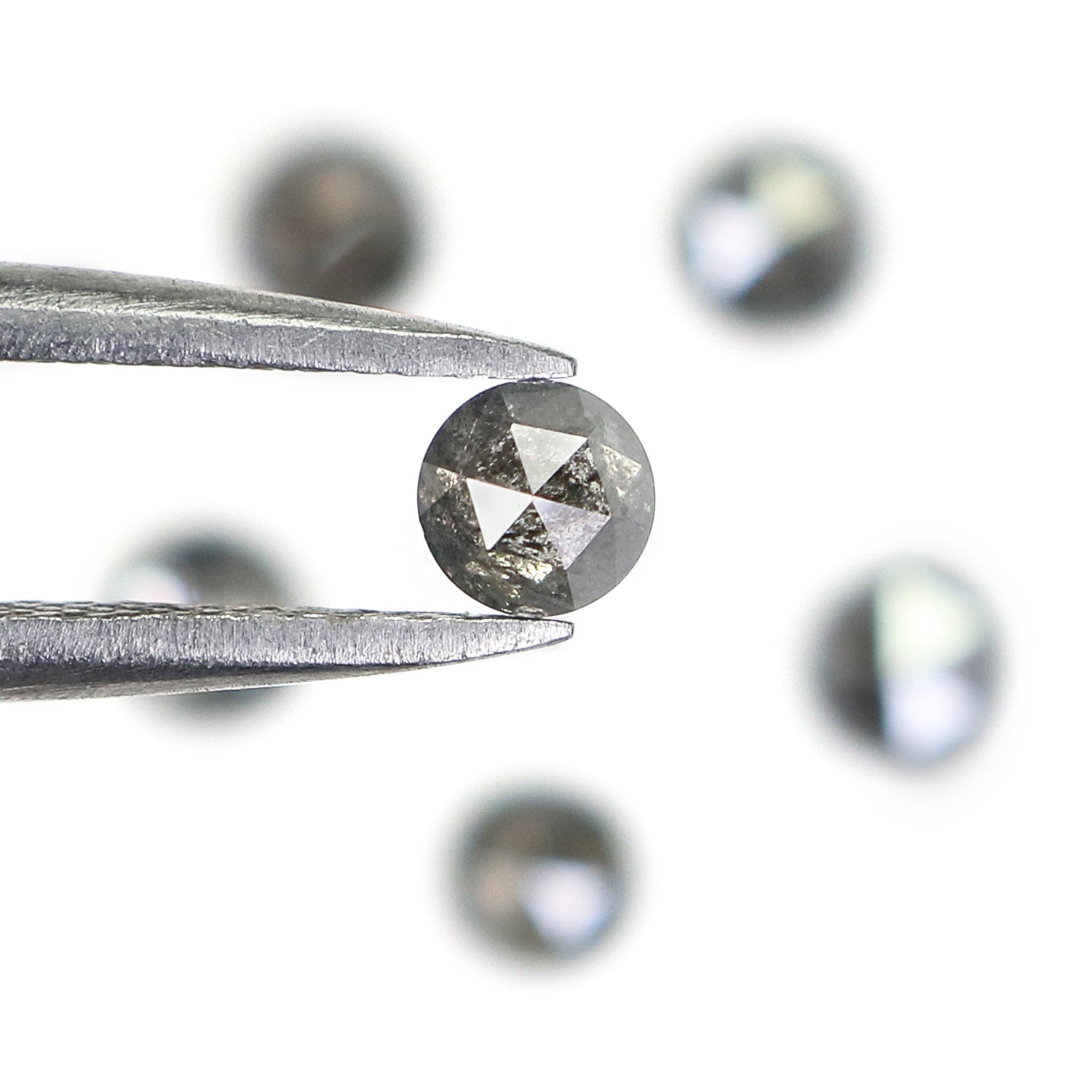 Natural Loose Rose Cut Salt And Pepper Diamond Black Grey Color 1.41 CT 3.45 MM Rose Cut Shape Diamond KR2547