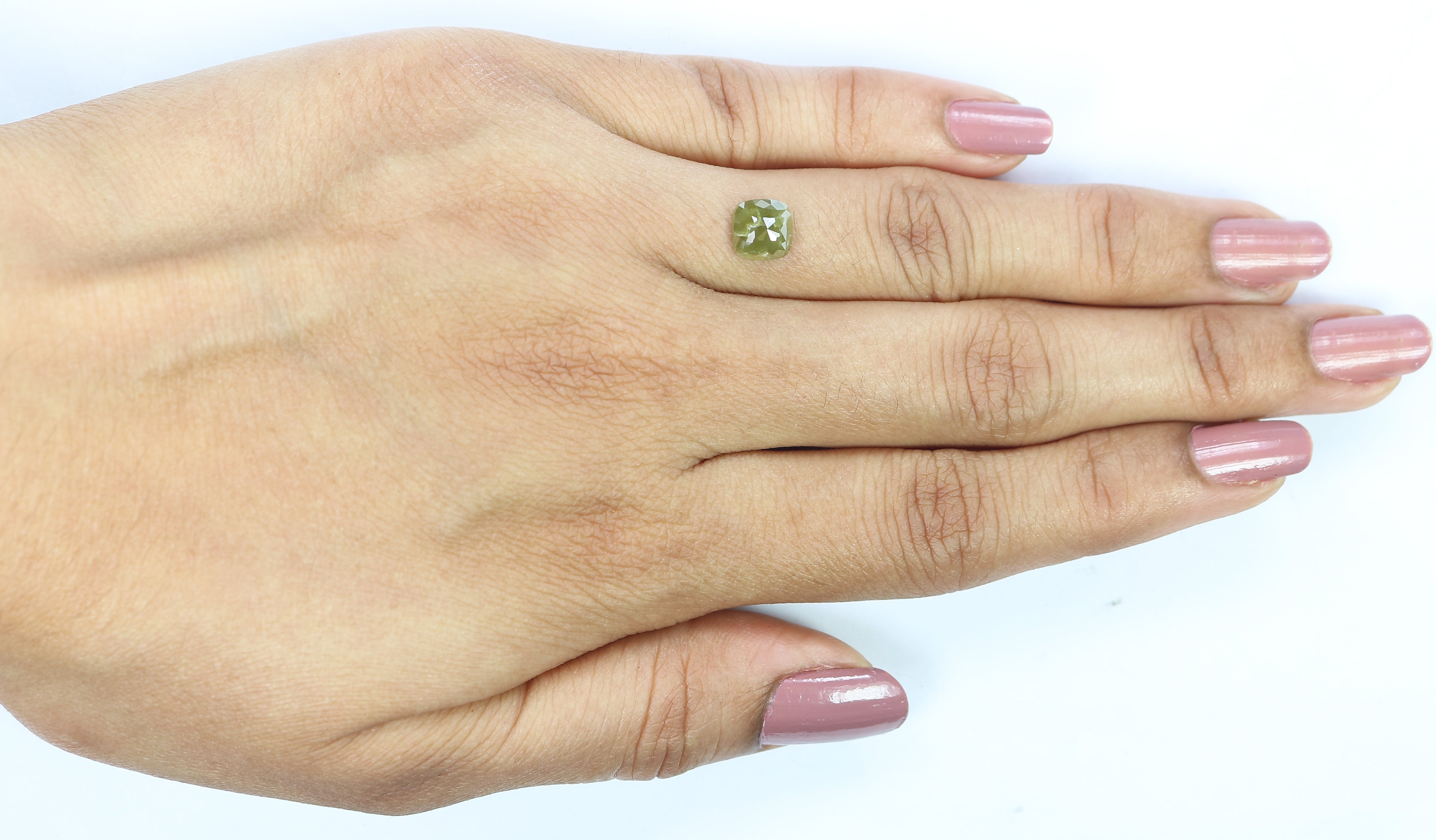 1.07 Ct Natural Loose Cushion Shape Diamond Green Color Cushion Diamond 6.25 MM Natural Diamond Green Color Cushion Rose Cut Diamond LQ3048