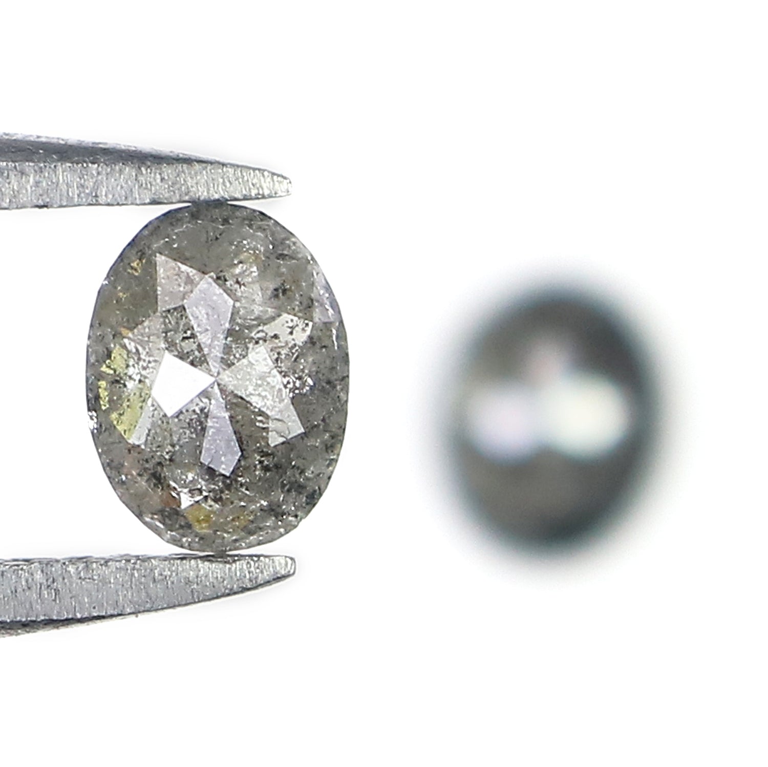 0.59 CT Natural Loose Oval Cut Pair Diamond Black Grey Color Oval Shape Diamond 5.00 MM Natural Salt And Pepper Oval Rose Cut Diamond KQ2566