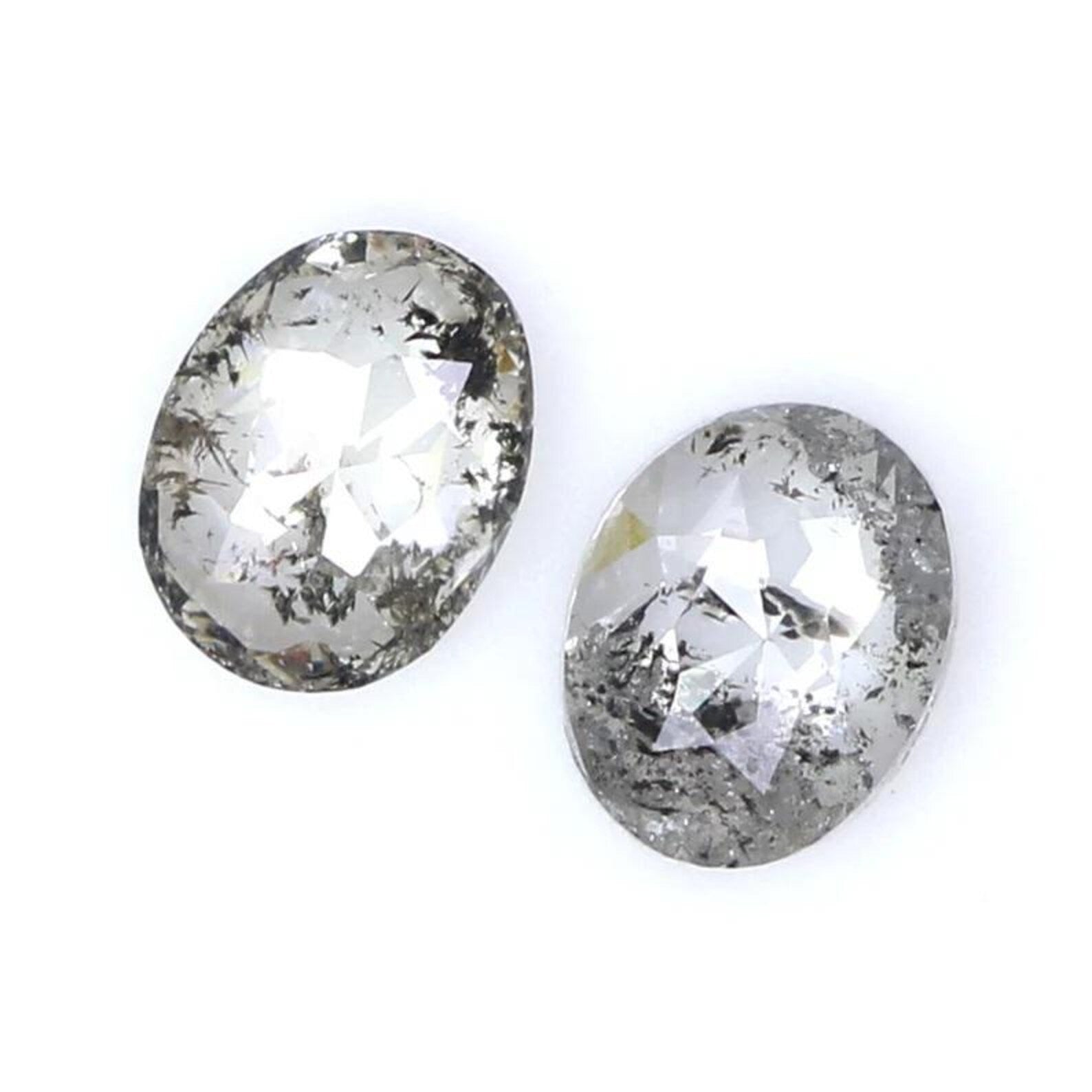 0.63 CT Natural Loose Oval Pair Diamond Salt And Pepper Oval Cut Diamond 4.75 MM Natural Loose Black Grey Color Oval Rose Cut Diamond NQ885