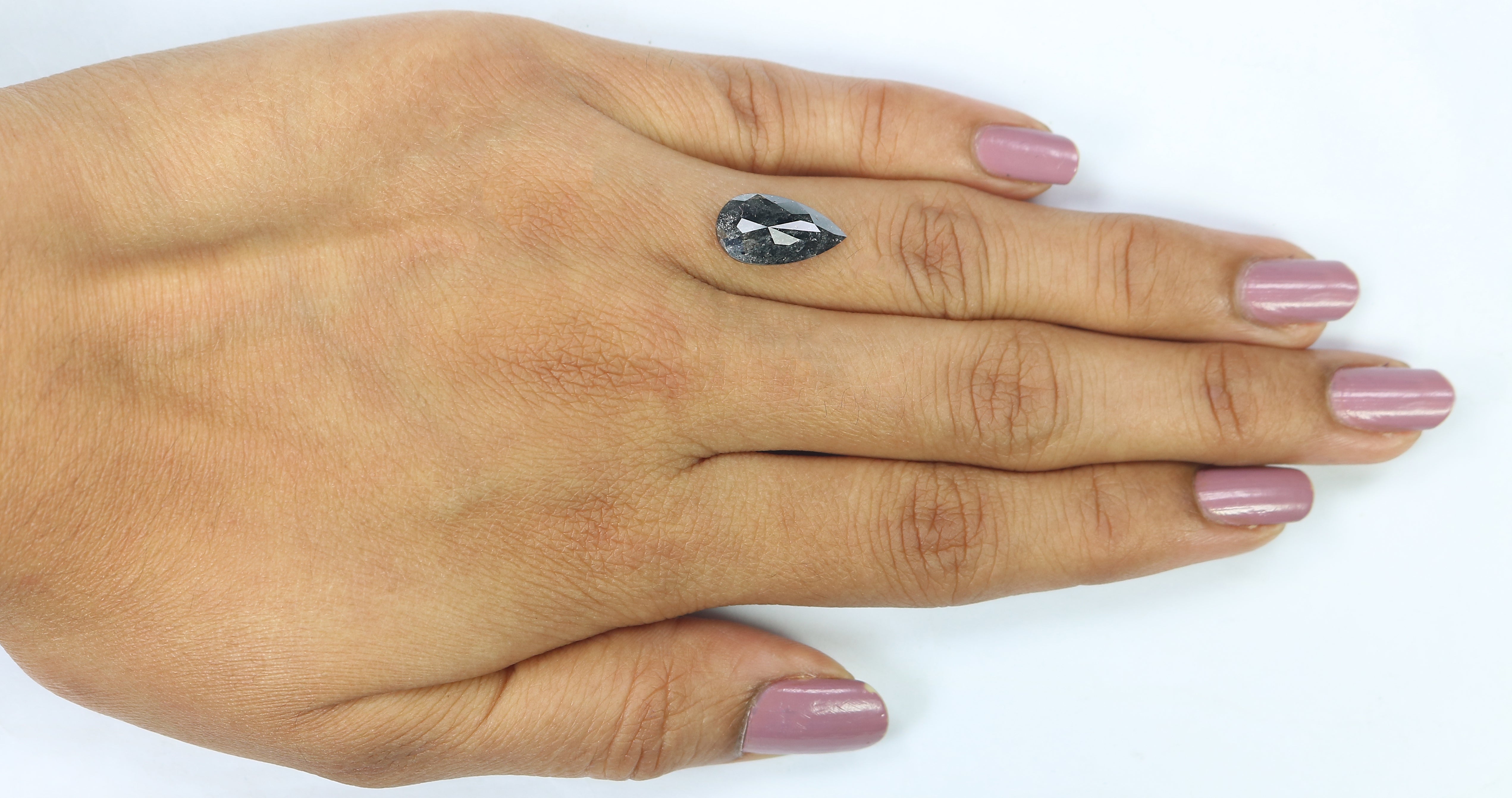 3.11 CT Natural Loose Pear Shape Diamond Salt And Pepper Pear Rose Cut Diamond 13.70 MM Black Grey Color Pear Rose Cut Diamond LQ3045
