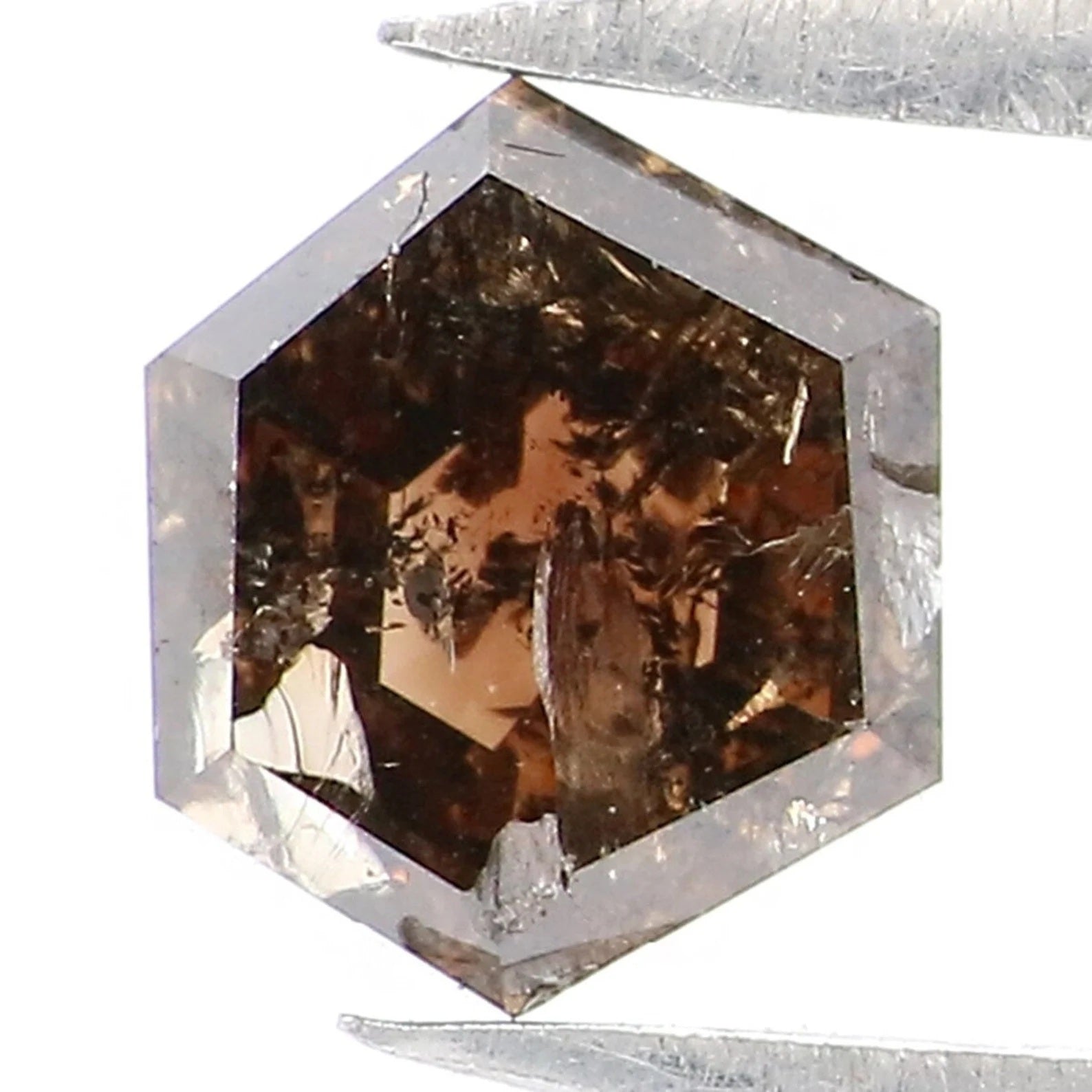 0.75 CT Natural Loose Hexagon Shape Diamond Brown Color Hexagon Diamond 5.30 MM Natural Loose Brown Hexagon Shape Rose Cut Diamond NQ8112