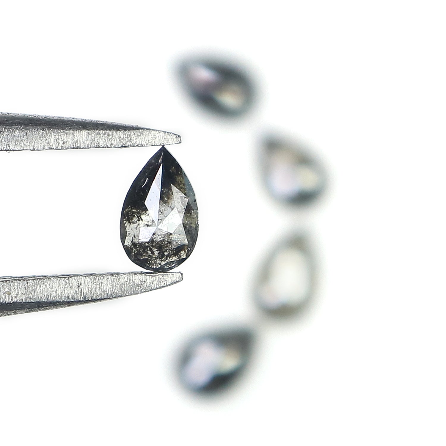 0.59 CT Natural Loose Pear Shape Diamond Salt And Pepper Pear Diamond 4.30 MM Natural Loose Black Grey Color Pear Rose Cut Diamond LQ2789