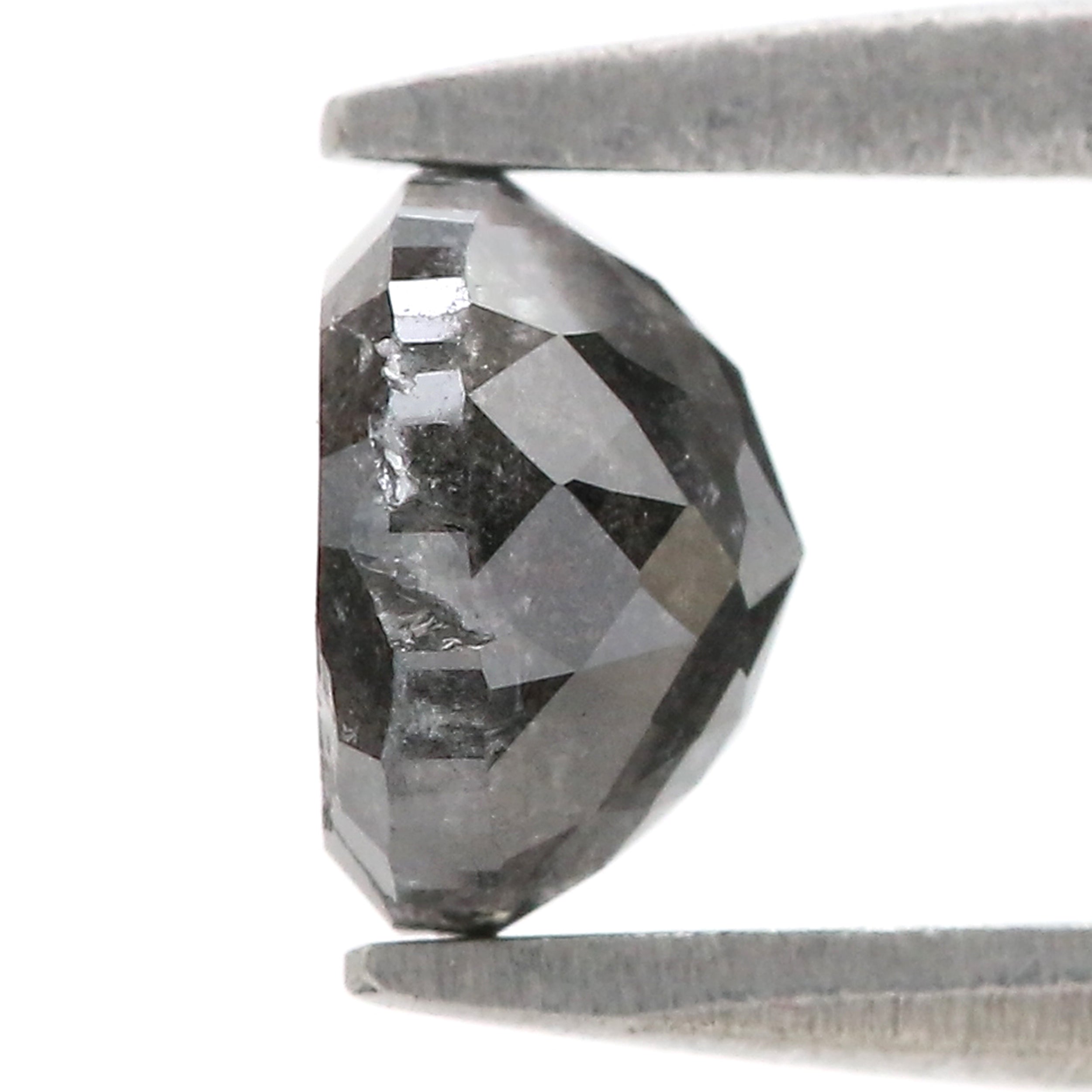 Natural Round Salt and Pepper Diamond 1.18 CT Loose Rose Cut Black Grey Stone 6.03 MM Rustic Diamond For Custom Engagement Ring L3687