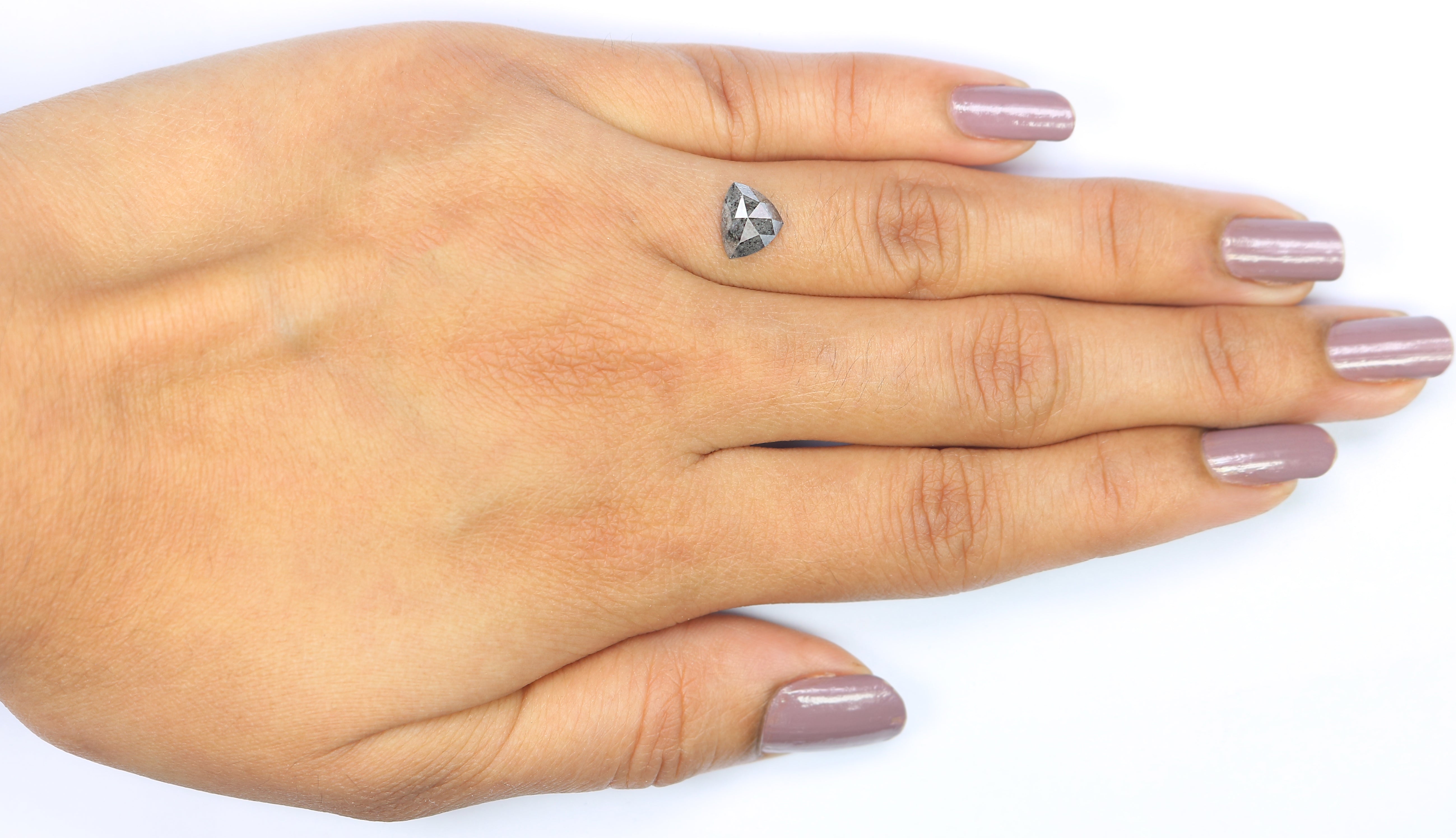 1.63 CT Natural Loose Triangle Shape Diamond Salt And Pepper Triangle Cut Diamond 6.35 MM Natural Loose Diamond Triangle Cut Diamond QL2986