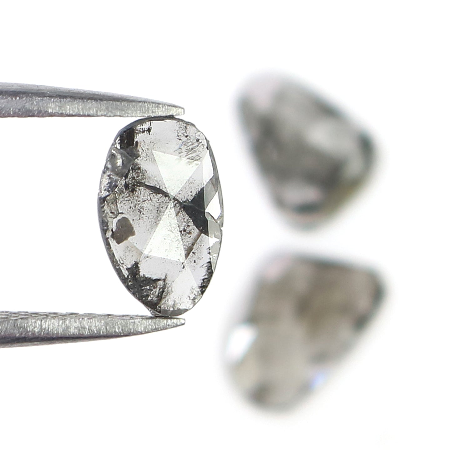 1.21 CT Natural Loose Slice Shape Diamond Salt And Pepper Slice Uncut Diamond 8.65 MM Natural Black Grey Diamond Irregular Cut Diamond L3590