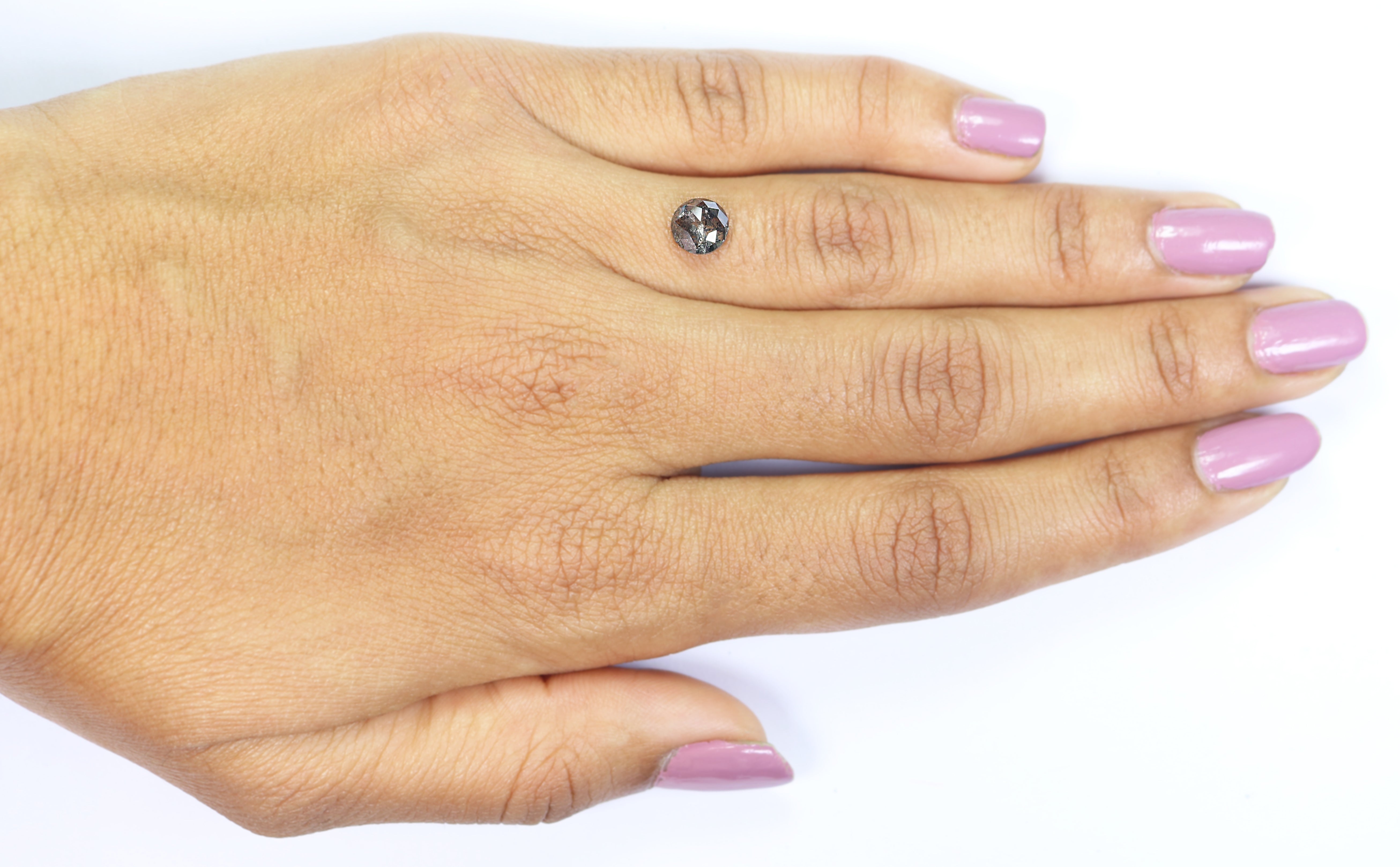 1.08 Ct Natural Loose Round Rose Cut Diamond Black Grey Color Rose Cut Diamond 6.35 MM Natural Loose Salt And Pepper Rose Cut Diamond QL1402