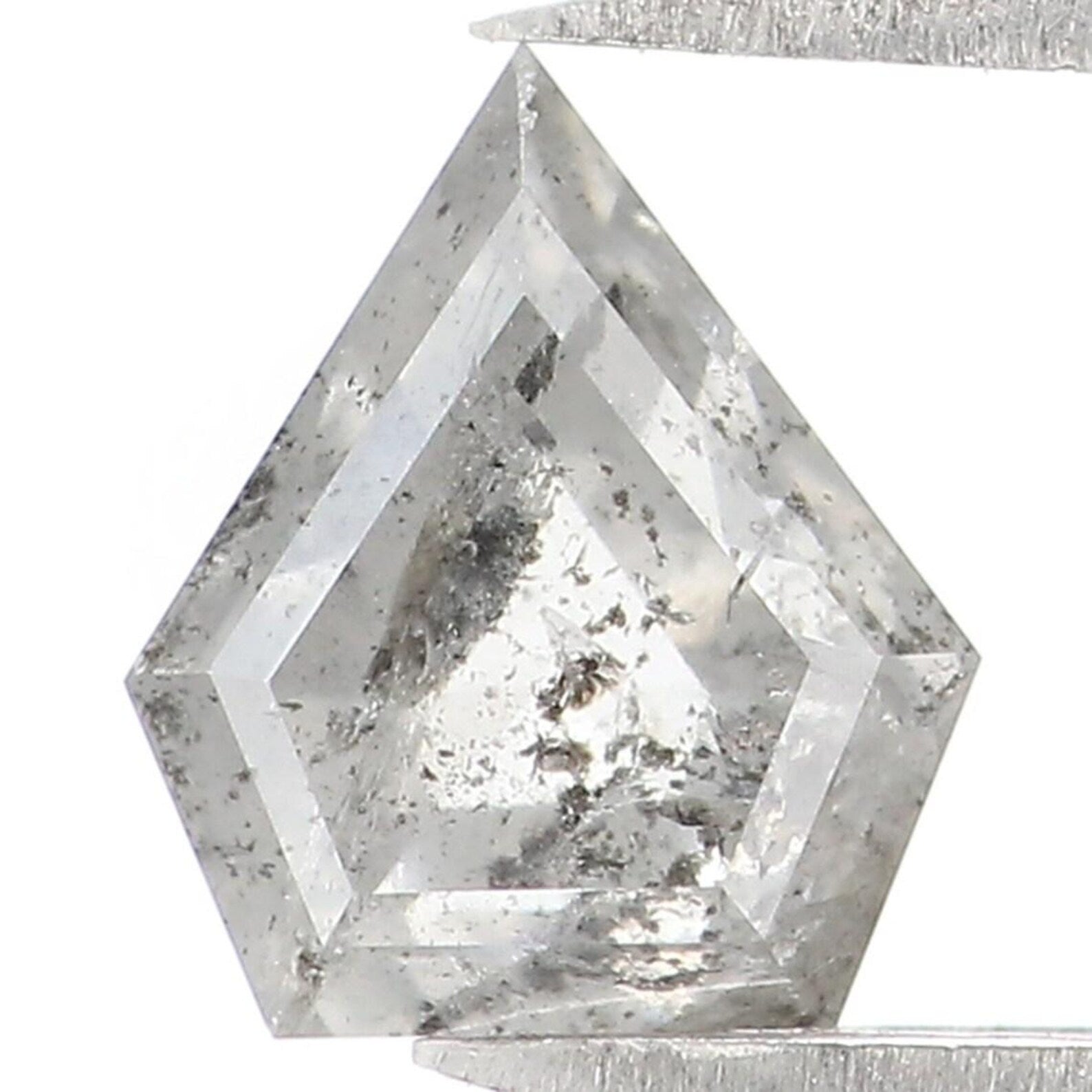 0.64 CT Natural Loose Shield Shape Diamond Salt And Pepper Shield Diamond 5.80 MM Natural Black Gray Color Shield Rose Cut Diamond NQ1672