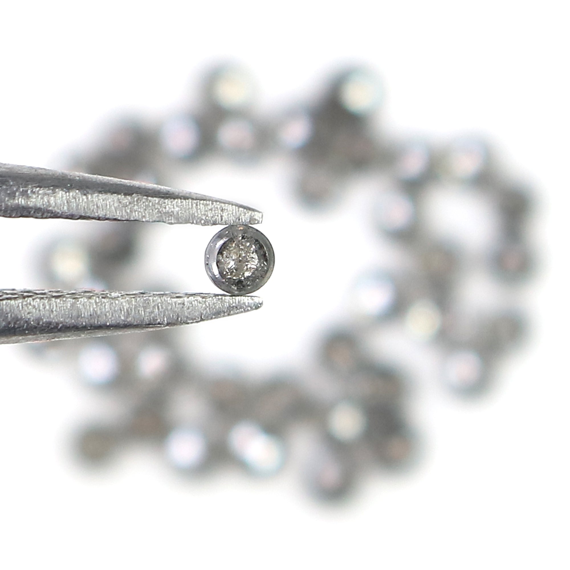 1.09 Ct Natural Loose Round Rose Cut Diamond Salt And Pepper Round Diamond 1.70 MM Natural Black Grey Color Round Rose Cut Diamond LQ1818