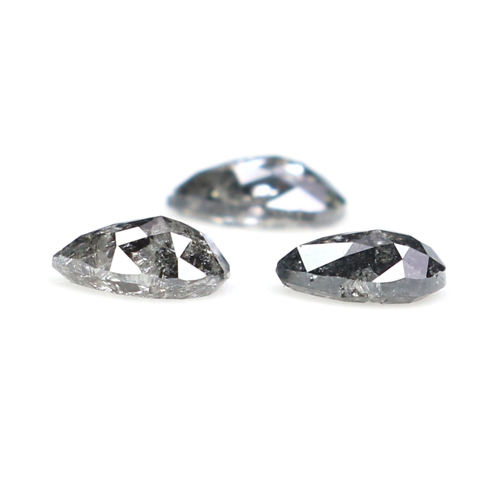 0.46 CT Natural Loose Pear Shape Diamond Salt And Pepper Pear Diamond 4.40 MM Natural Diamond Black Grey Color Pear Rose Cut Diamond NQ2414