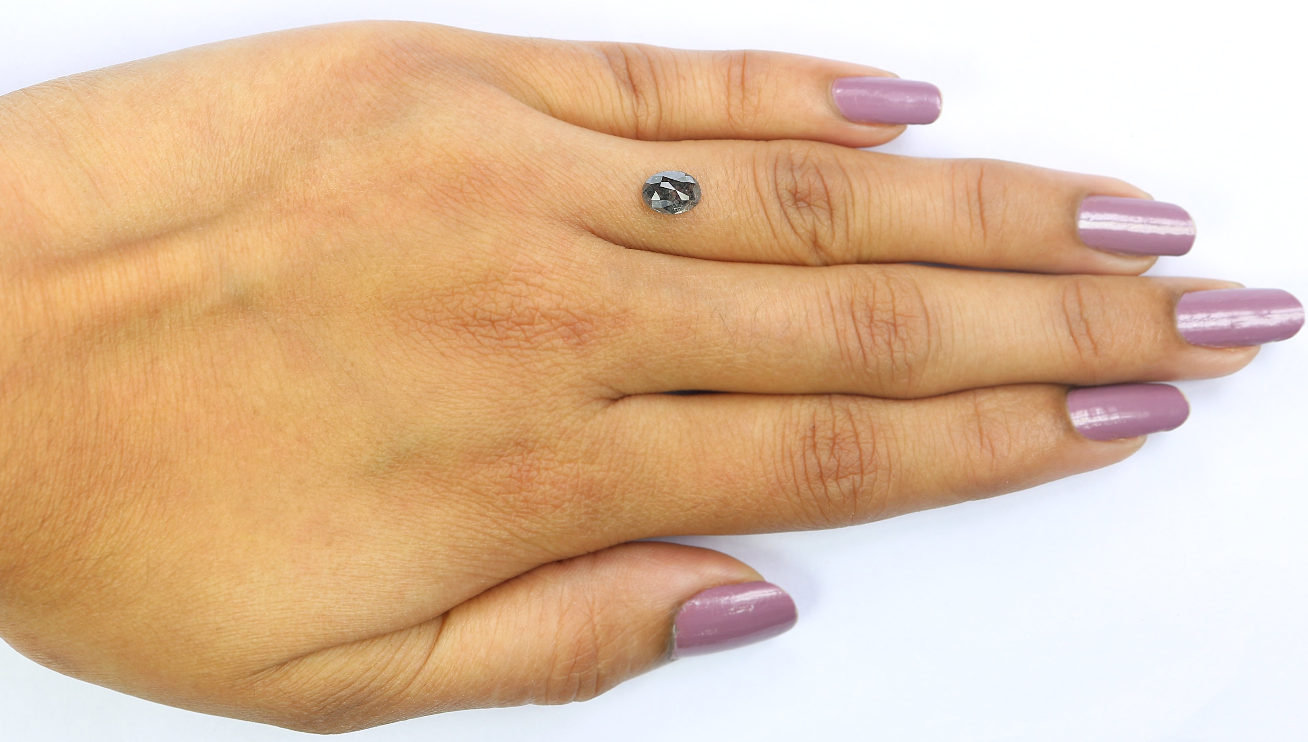 0.91 CT Natural Loose Oval Shape Diamond Salt And Pepper Oval Cut Diamond 6.75 MM Natural Black Grey Diamond Oval Rose Cut Diamond KQ2701