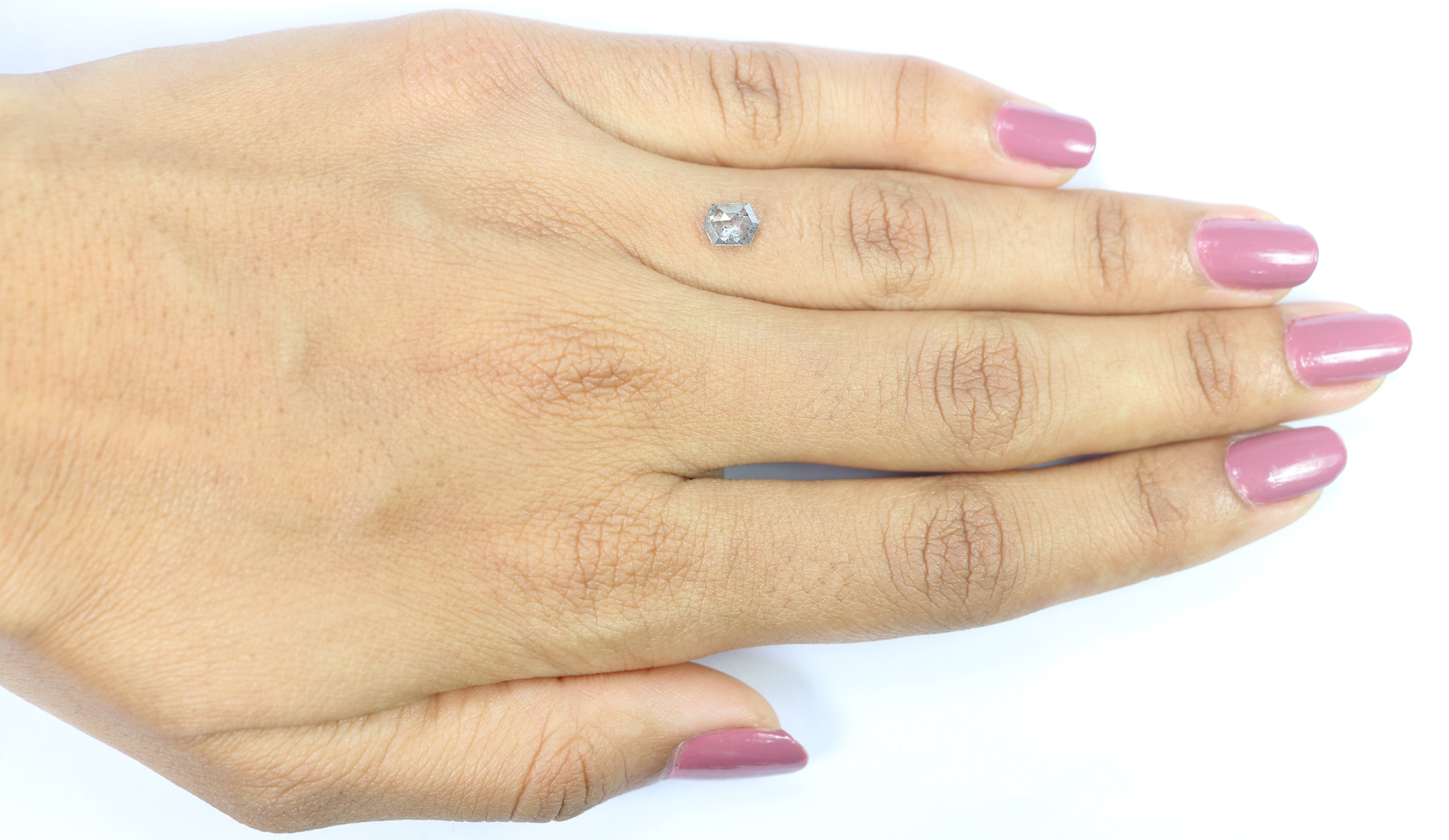 0.67 CT Natural Loose Hexagon Shape Diamond Salt And Pepper Hexagon Cut Diamond 6.05 MM Natural Black Grey Hexagon Rose Cut Diamond LQ1456