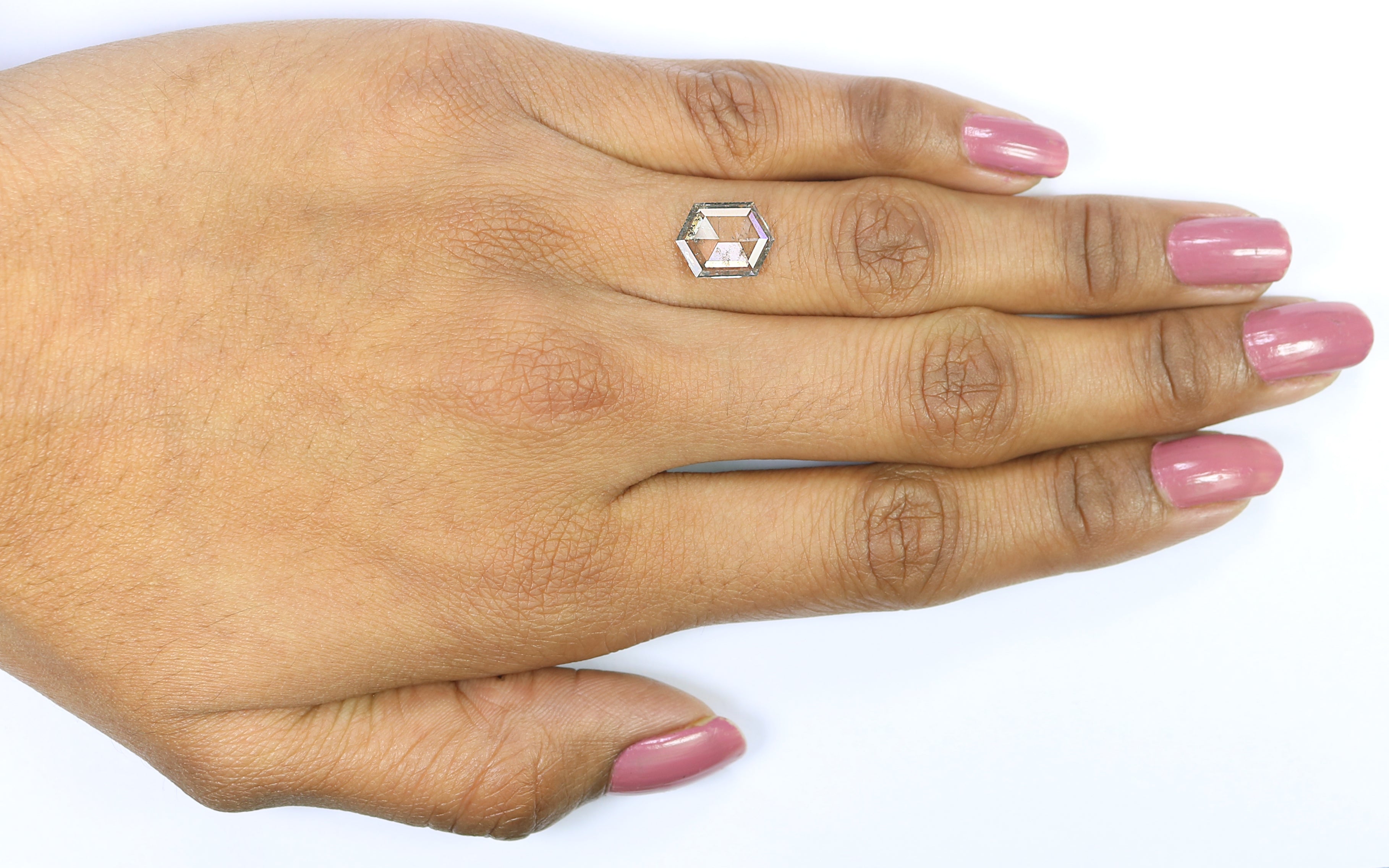 1.54 CT Hexagon Rose Cut Salt And Pepper Lab Grown 10.85 MM Loose Diamond CVD Fancy Black Grey Color Lab Created Antique Cut Diamonds N2641