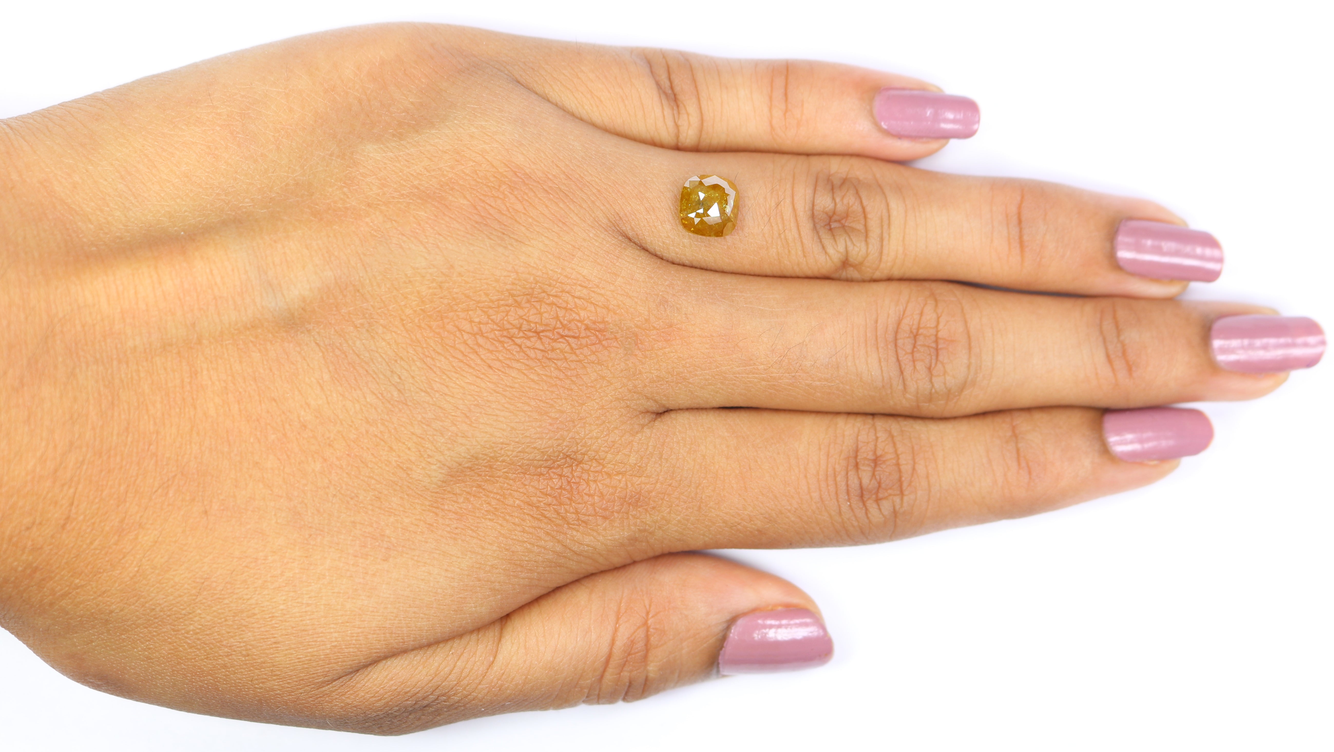 1.79 CT Natural Loose Cushion Shape Diamond Yellow Color Cushion Cut Diamond 7.00 MM Natural Yellow Color Cushion Rose Cut Diamond KQ2675