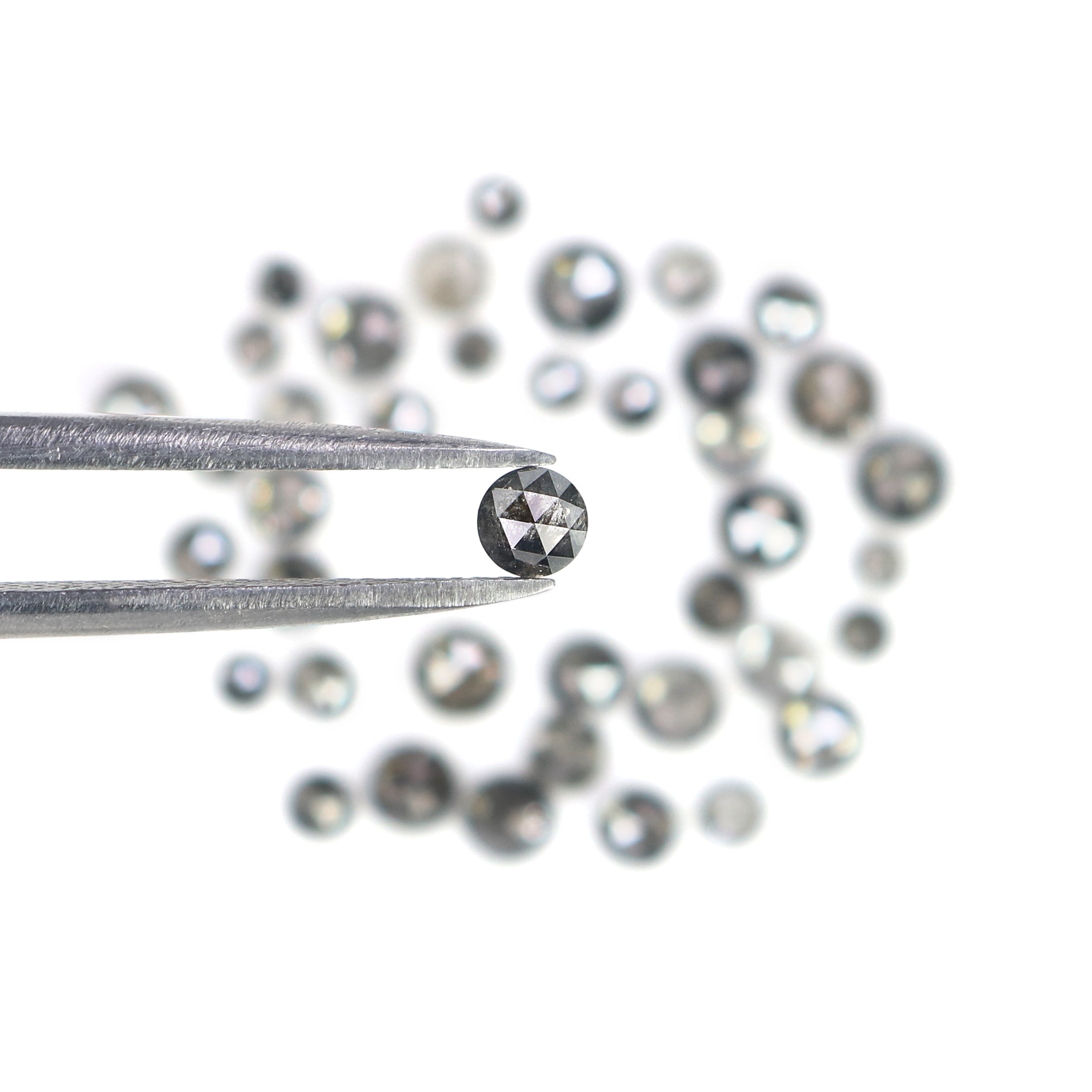 Natural Loose Round Rose Cut Salt Ana Pepper Diamond Fancy Rose Cut Black Grey Low Price Diamond 2.00 to 4.00 MM Round Shape Diamond Q10
