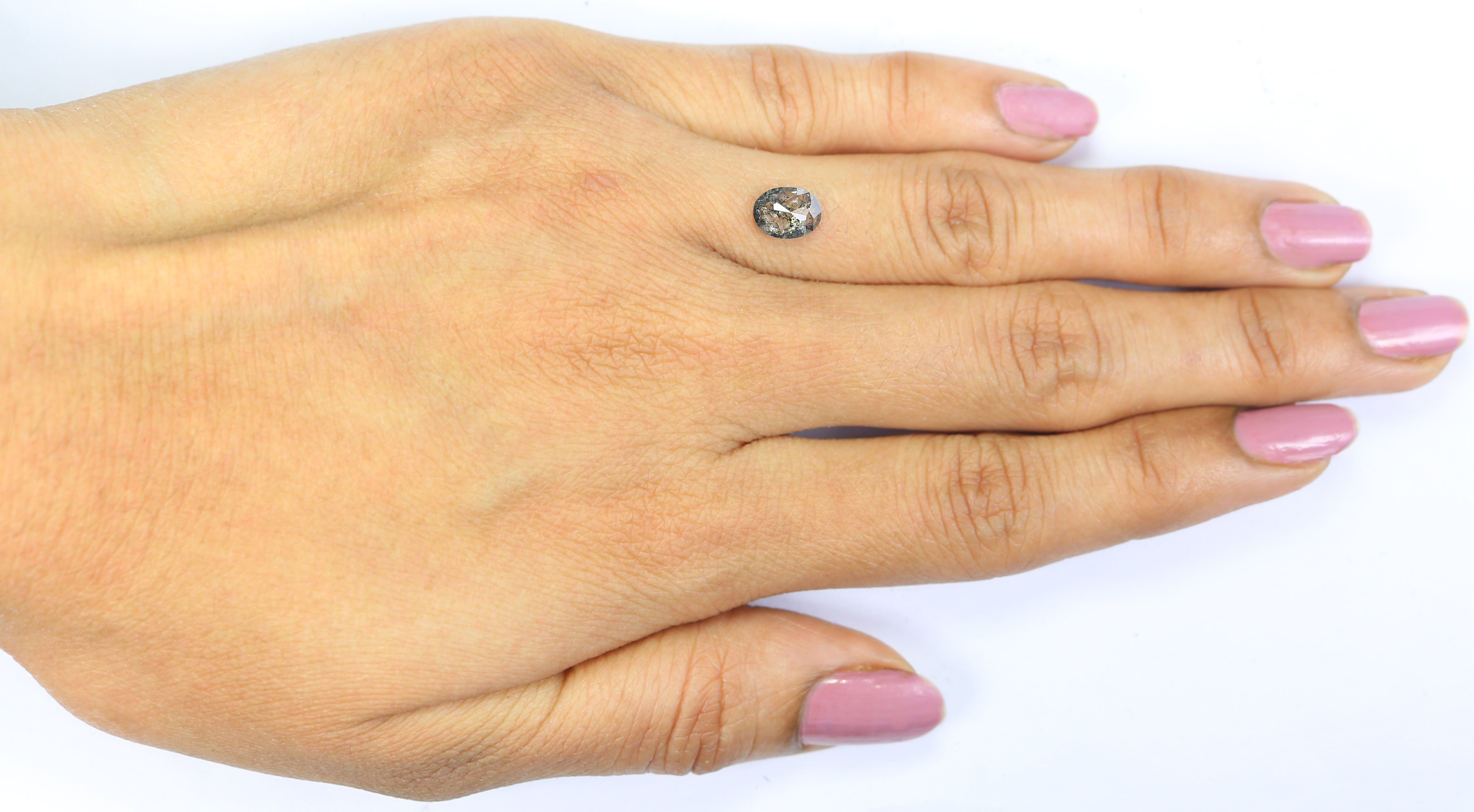 0.78 CT Natural Loose Oval Shape Diamond Salt And Pepper Oval Cut Diamond 7.00 MM Black Grey Color Oval Shape Rose Cut Diamond QL2092