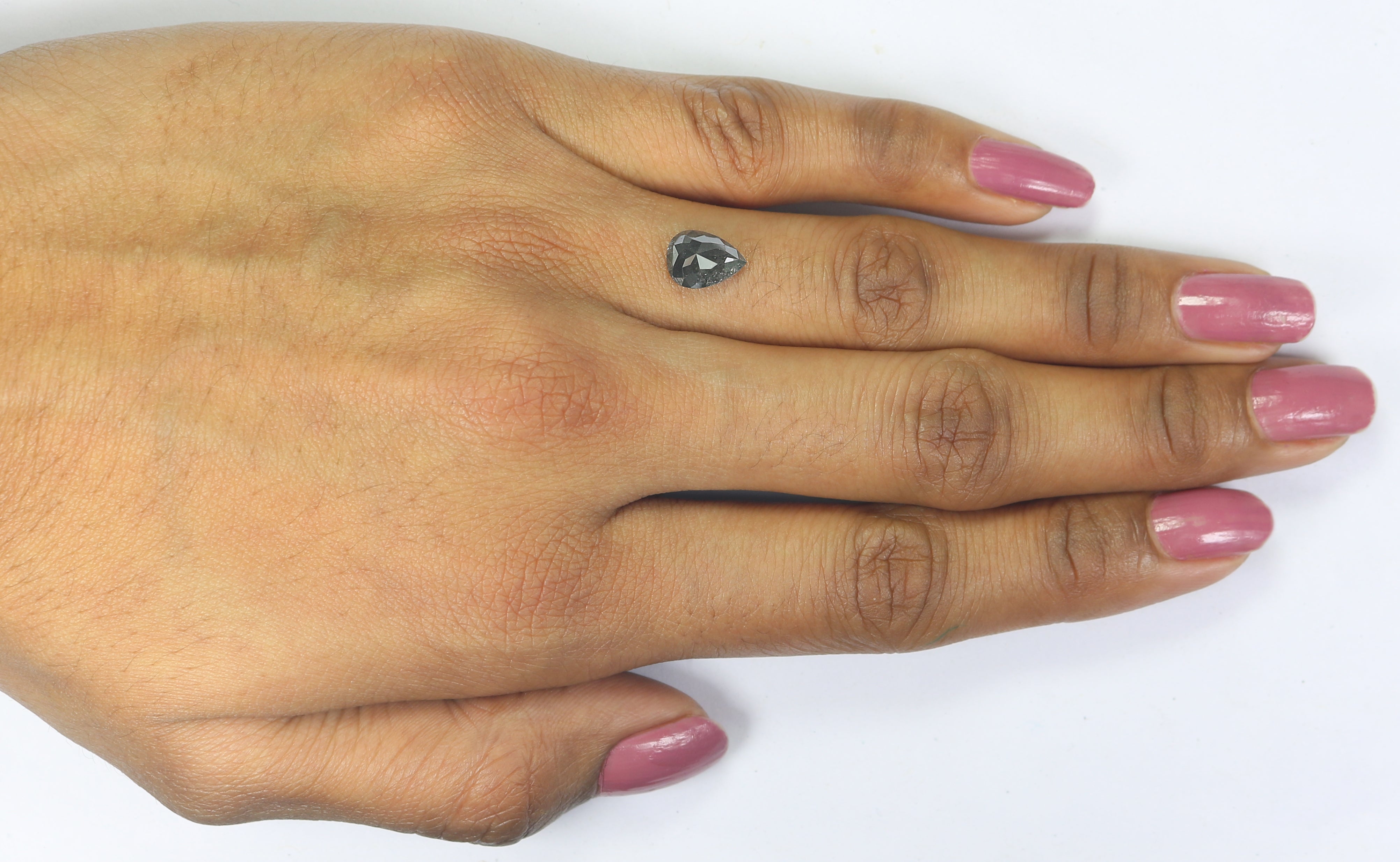 1.44 CT Natural Loose Pear Shape Diamond Salt And Pepper Pear Diamond 8.70 MM Natural Loose Black Grey Color Pear Rose Cut Diamond N2626