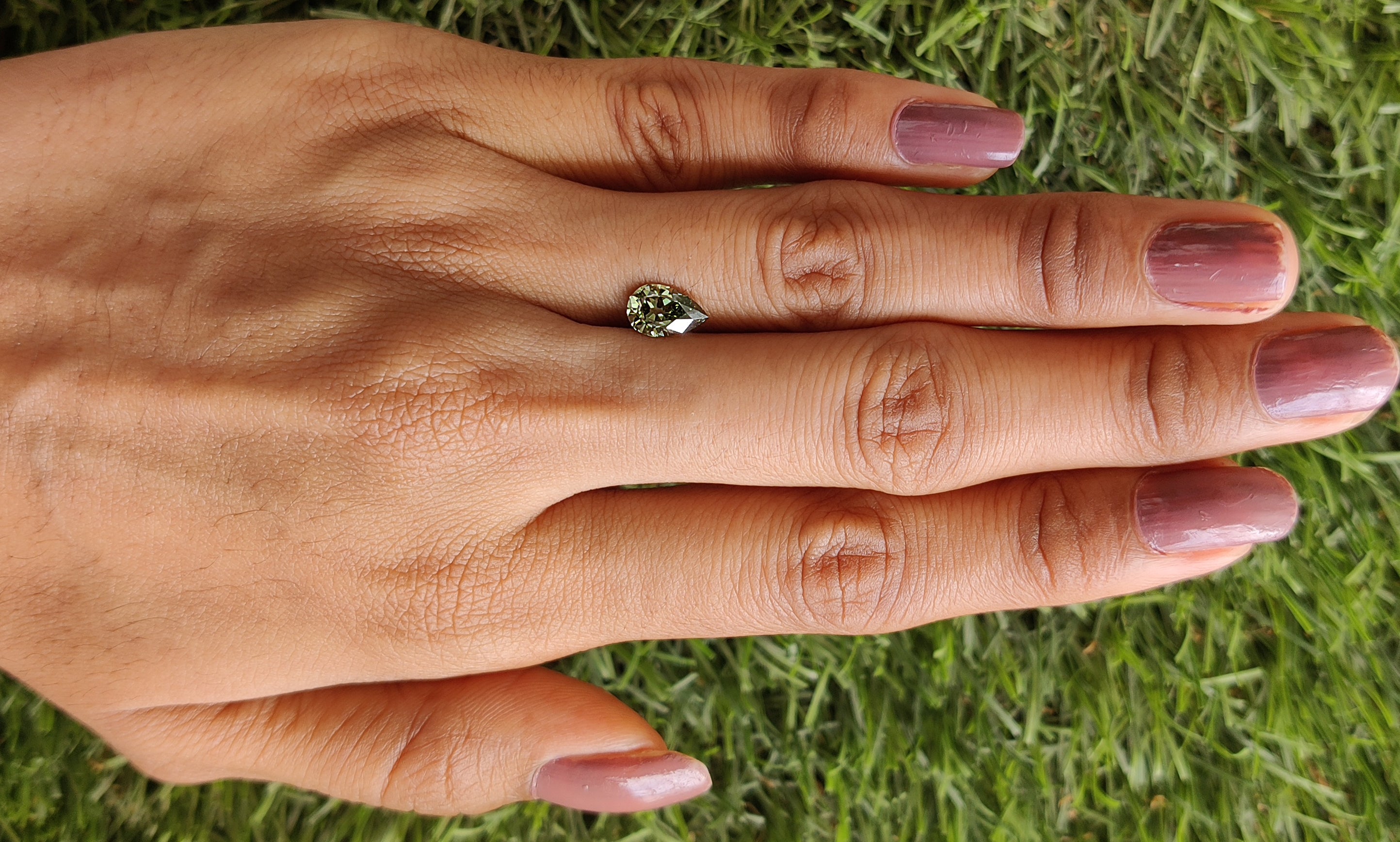 1.00 CT IGI Certified Pear Old European Cut Diamond Fancy Vivid Green Color VS1 Clarity Lab Grown Diamond Lab Created Lab Diamond L3676