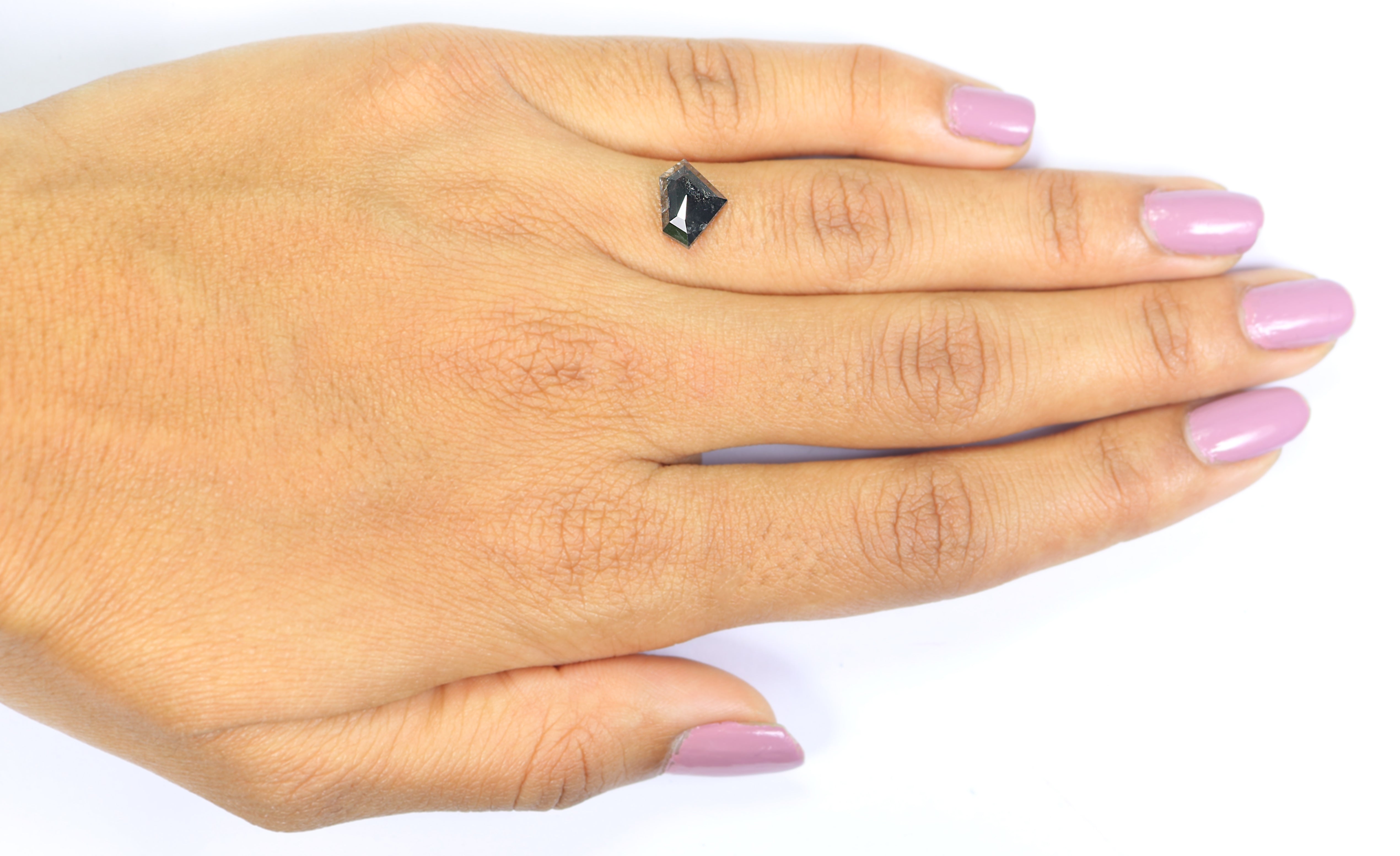 1.97 Ct Natural Loose Shield Shape Diamond Salt And Pepper Shield Cut Diamond 7.30 MM Black Gray Color Shield Shape Rose Cut Diamond QL700