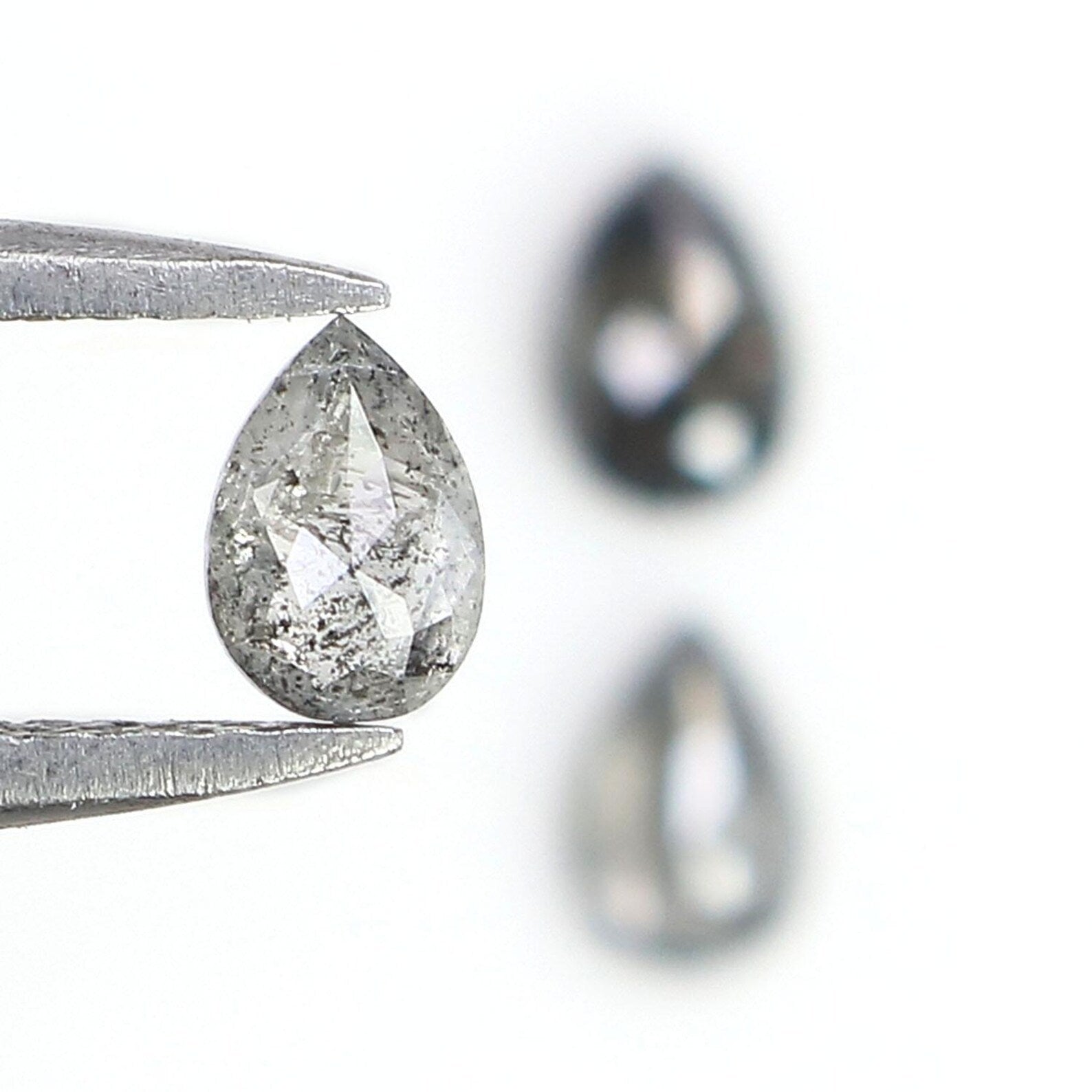 0.62 CT Natural Loose Pear Shape Diamond Salt And Pepper Pear Cut Diamond 4.60 MM Black Grey Color Pear Shape Rose Cut Diamond QN1580