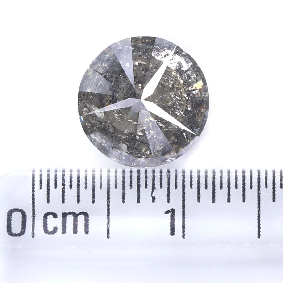 Natural Loose Round Salt And Pepper Diamond Black Grey Color 3.37 CT 8.77 MM Round Brilliant Cut Diamond KDL2303