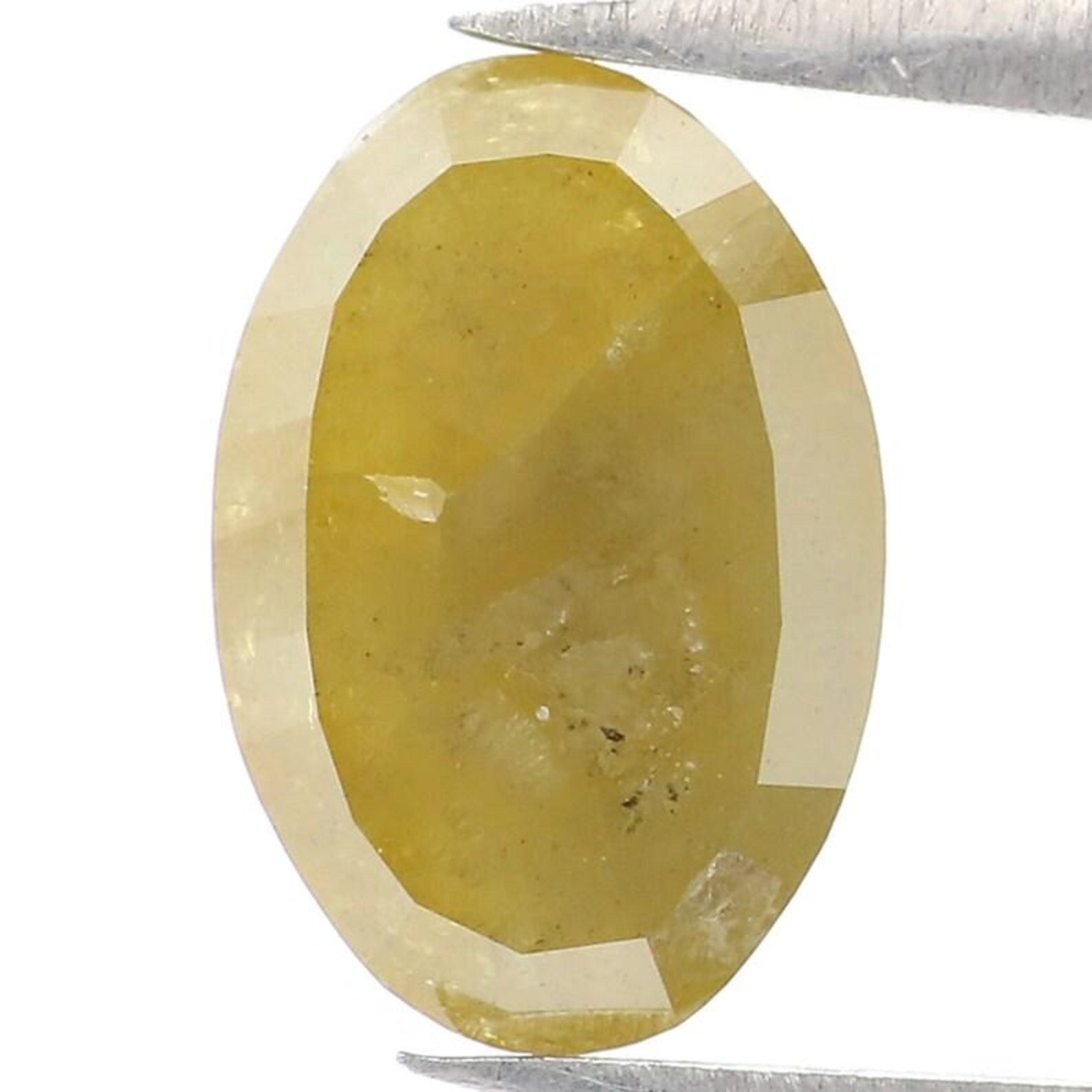 1.96 CT Natural Loose Oval Shape Diamond Green Color Oval Cut Diamond 9.70 MM Natural Loose Diamond Yellow Color Oval Rose Cut Diamond NQ682