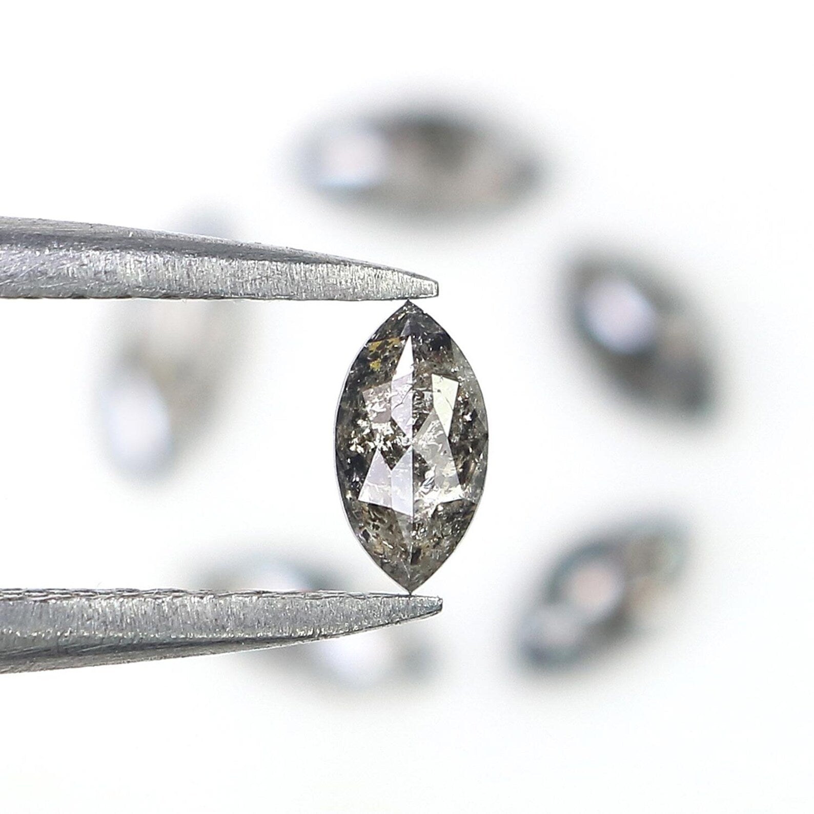 0.91 CT Natural Loose Marquise Cut Diamond Salt And Pepper Marquise Diamond 5.95 MM Black Grey Color Marquise Shape Rose Cut Diamond NQ2227