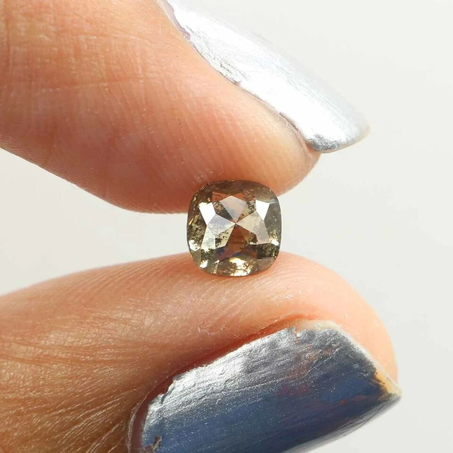 0.85 Ct Natural Loose Cushion Shape Diamond Salt And Pepper Cushion Cut Diamond 5.35 MM Natural Loose Diamond Cushion Rose Cut Diamond QN709