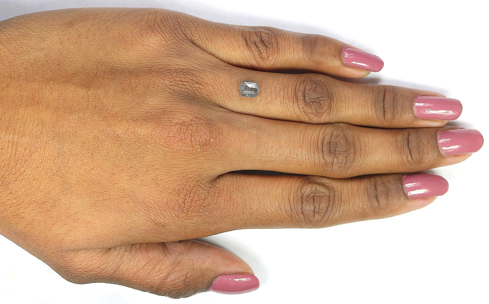 0.88 Ct Natural Loose Hexagon Shape Diamond Salt And Pepper Hexagon Diamond 6.55 MM Natural Diamond Black Grey Color Hexagon Diamond QN1460