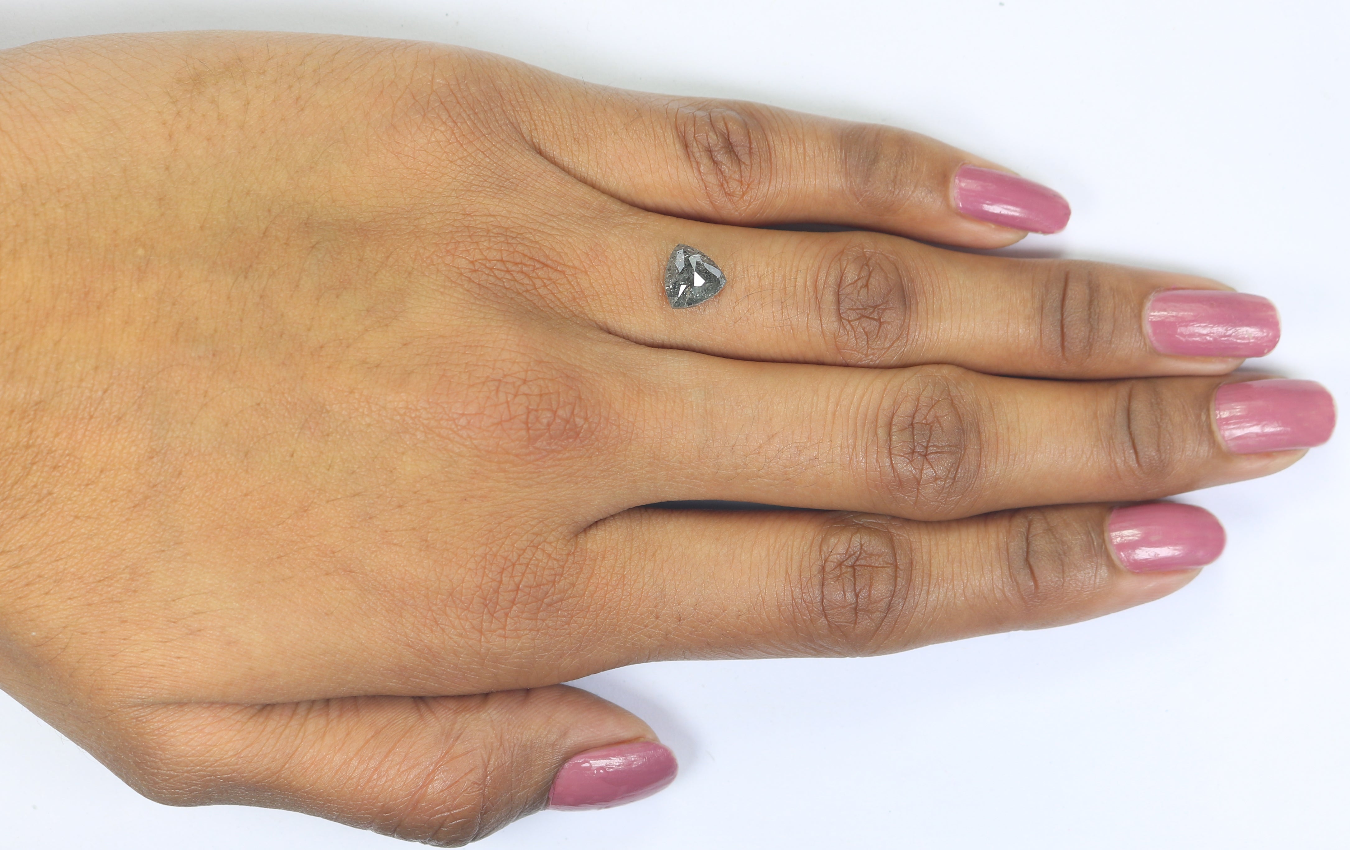 1.67 CT Natural Loose Triangle Shape Diamond Salt And Pepper Triangle Cut Diamond 7.10 MM Natural Black Grey Color Triangle Diamond L3504