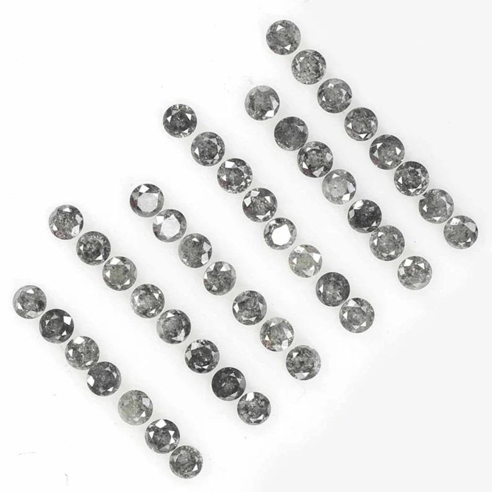 1.25 Ct Natural Loose Round Brilliant Cut Diamond Salt And Pepper Diamond 1.80 MM Natural Diamond Black Grey Color Round Cut Diamond NQ833