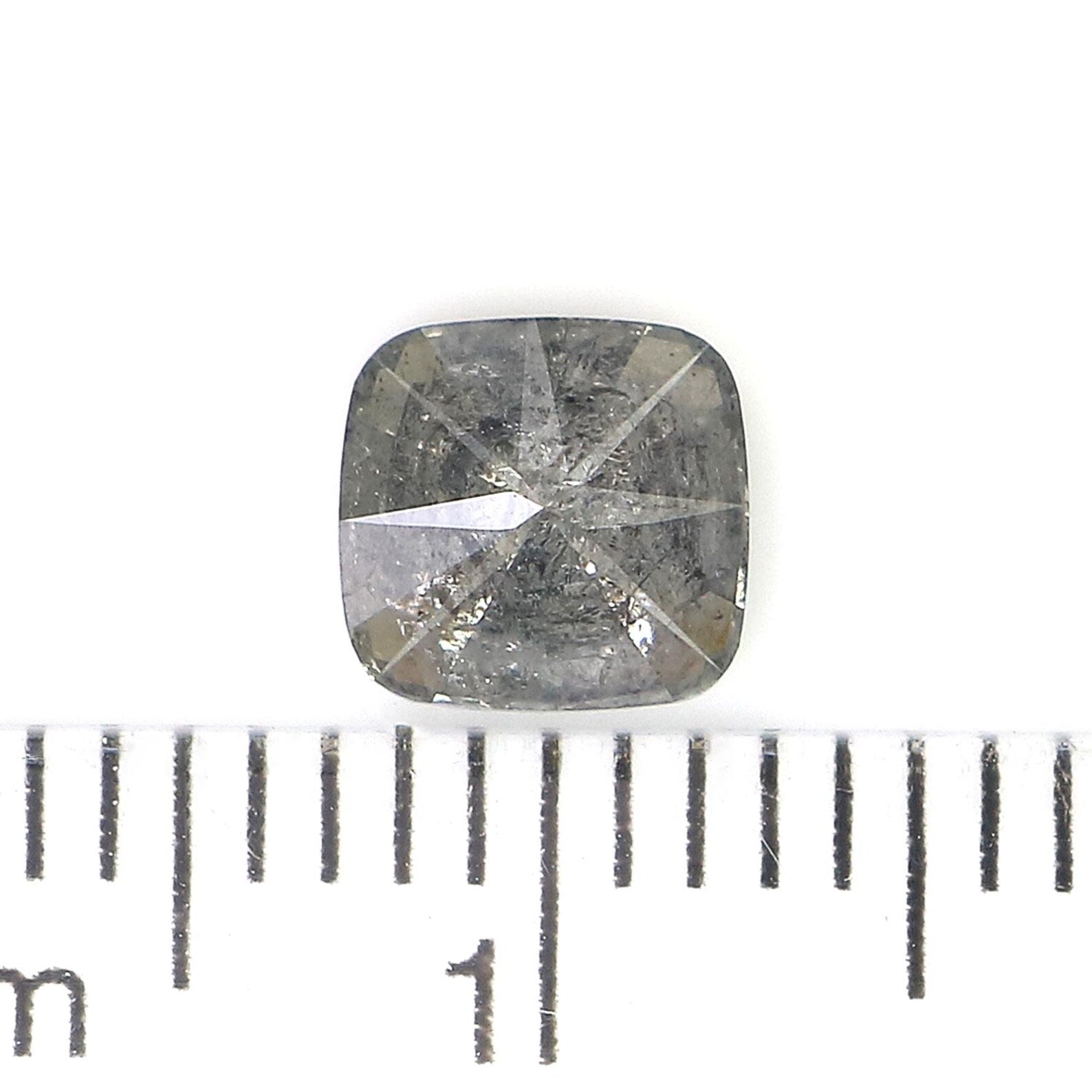0.95 Ct Natural Loose Cushion Cut Diamond Shape And Pepper Cushion Cut Diamond 5.60 MM Black Grey Color Cushion Rose Cut Diamond QN794