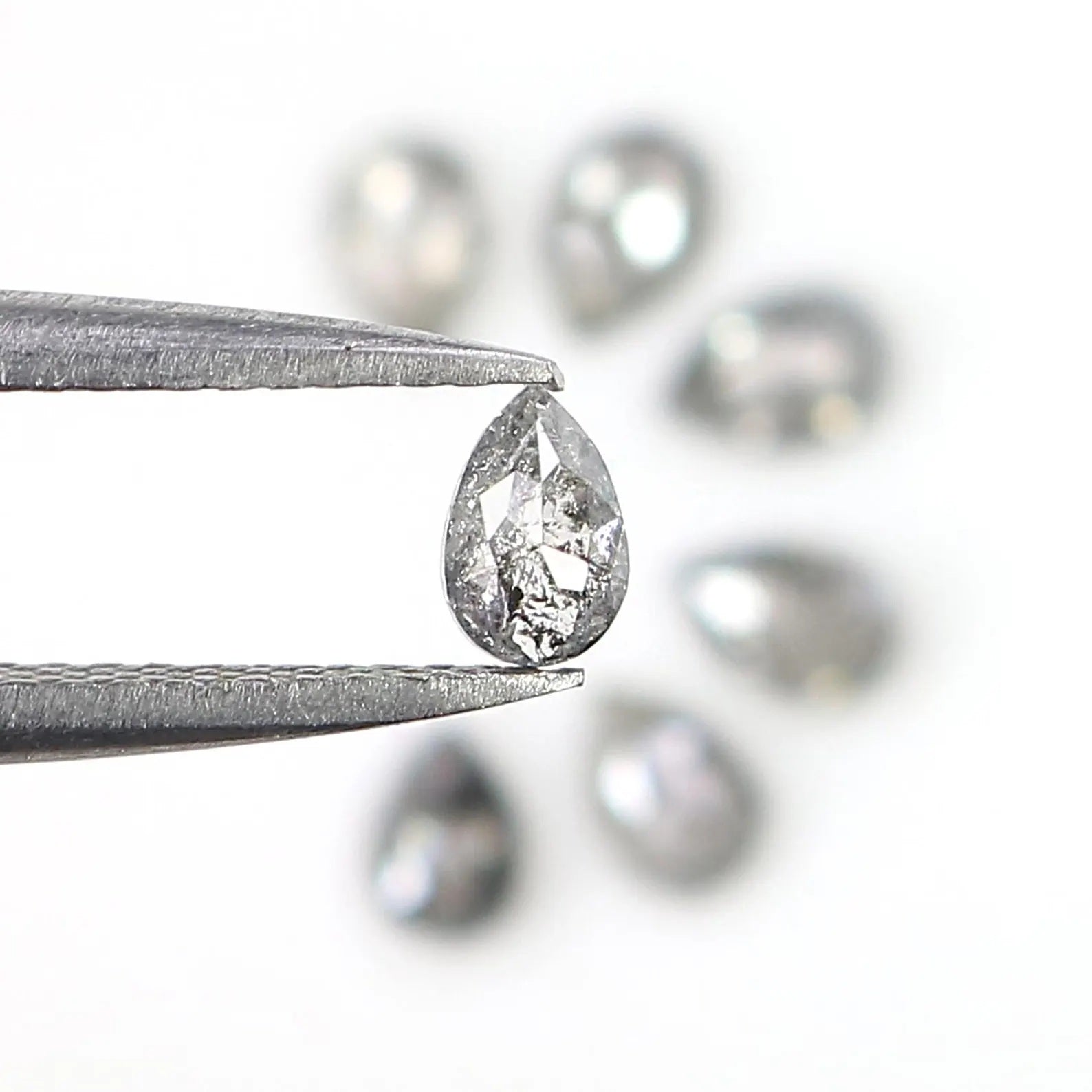 1.05 CT Natural Loose Pear Diamond Salt And Pepper Pear Diamond 3.60 MM Natural Loose Diamond Black Grey Color Pear Rose Cut Diamond NQ1569