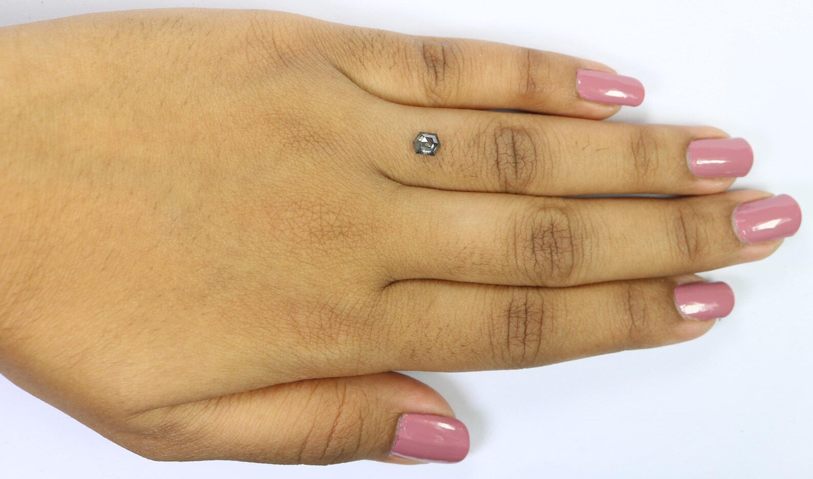 0.53 CT Natural Loose Hexagon Shape Diamond Salt And Pepper Hexagon Diamond 5.30 MM Natural Black Gray Color Hexagon Rose Cut Diamond NQ1598