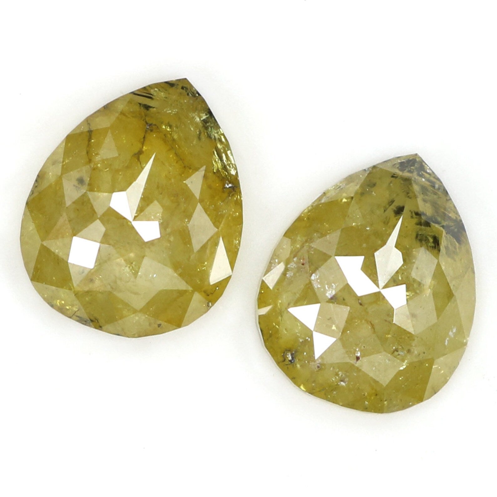 2.37 CT Natural Loose Pear Cut Pair Diamond Yellow Color Pear Shape Diamond 8.30 MM Natural Loose Diamond Pear Pair Rose Cut Diamond KDN7027