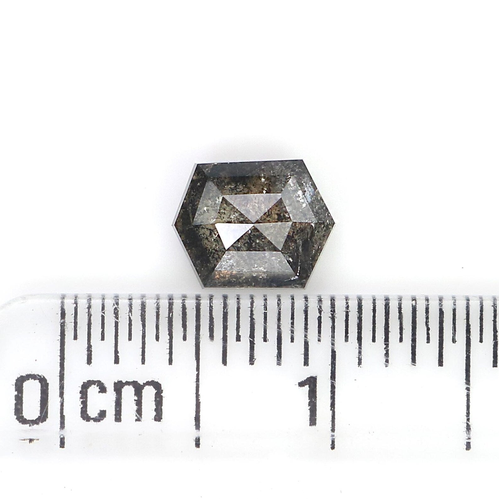 0.77 CT Natural Loose Hexagon Shape Diamond Salt And Pepper Hexagon Cut Diamond 6.05 MM Natural Loose Hexagon Shape Rose Cut Diamond QN1223