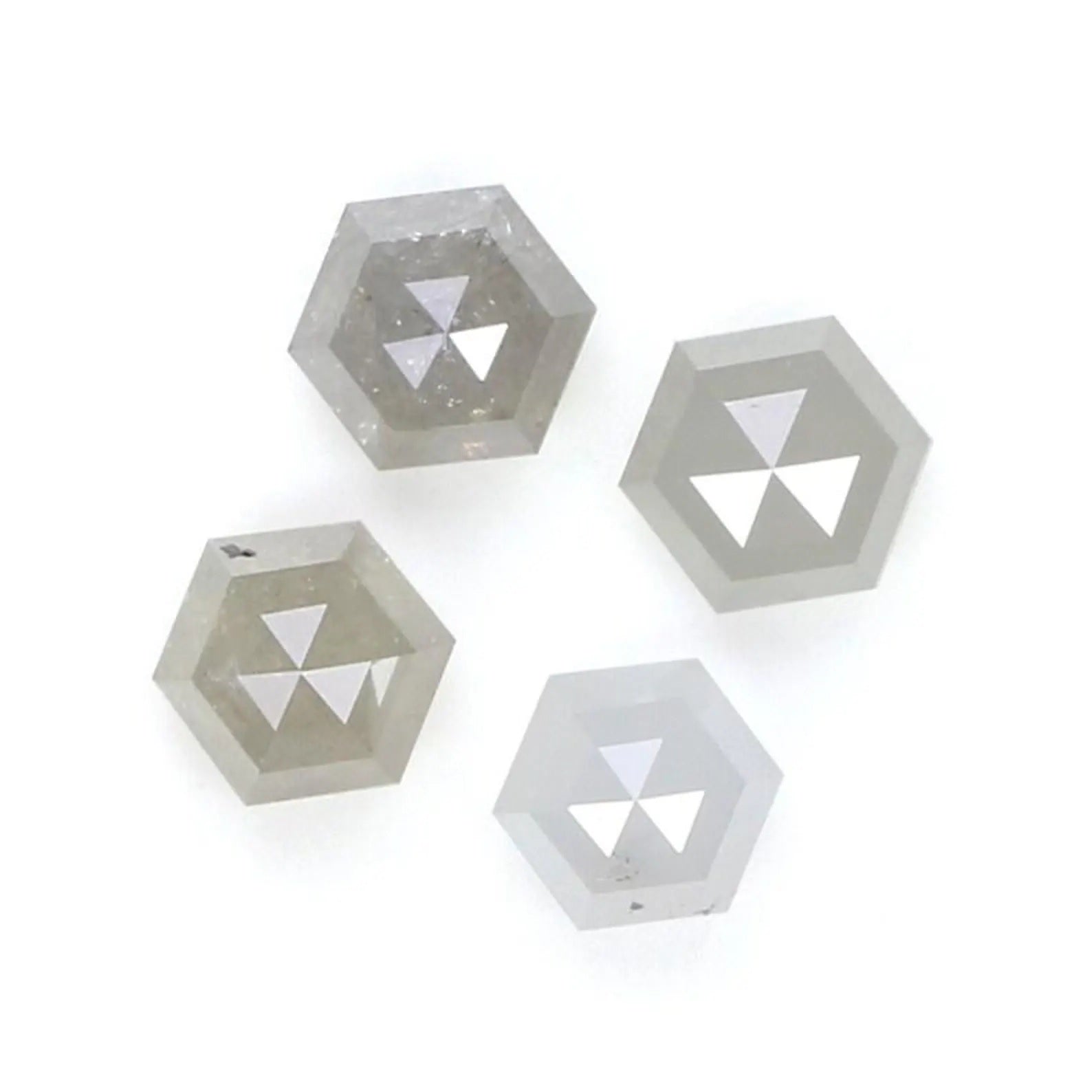 1.04 CT Natural Loose Hexagon Shape Diamond Ice Grey Color Hexagon Cut Diamond 3.40 MM Natural Grey Color Hexagon Rose Cut Diamond NQ8778