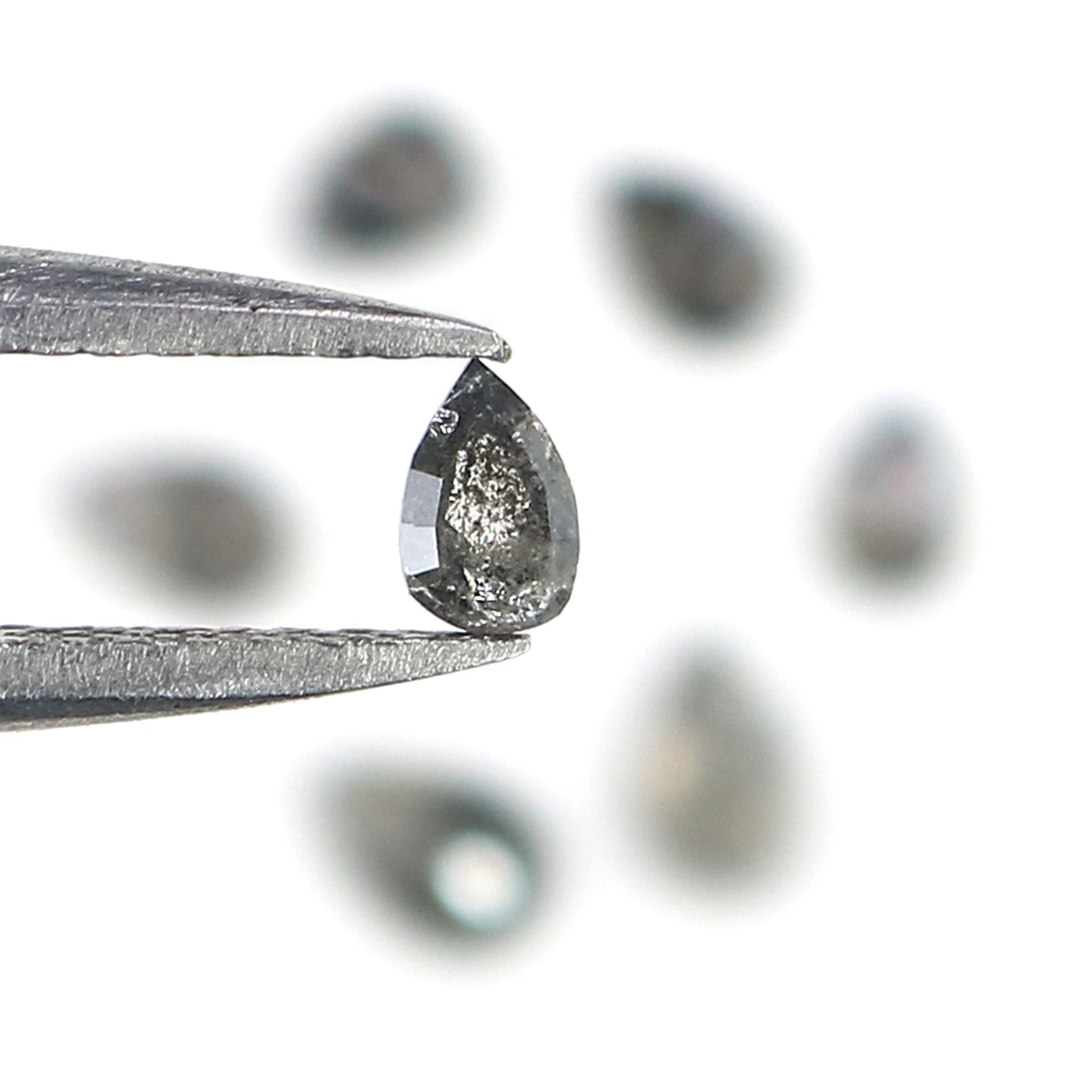0.73 CT Natural Loose Pear Shape Diamond Salt And Pepper Pear Diamond 4.05 MM Natural Loose Black Grey Color Pear Rose Cut Diamond LQ2906